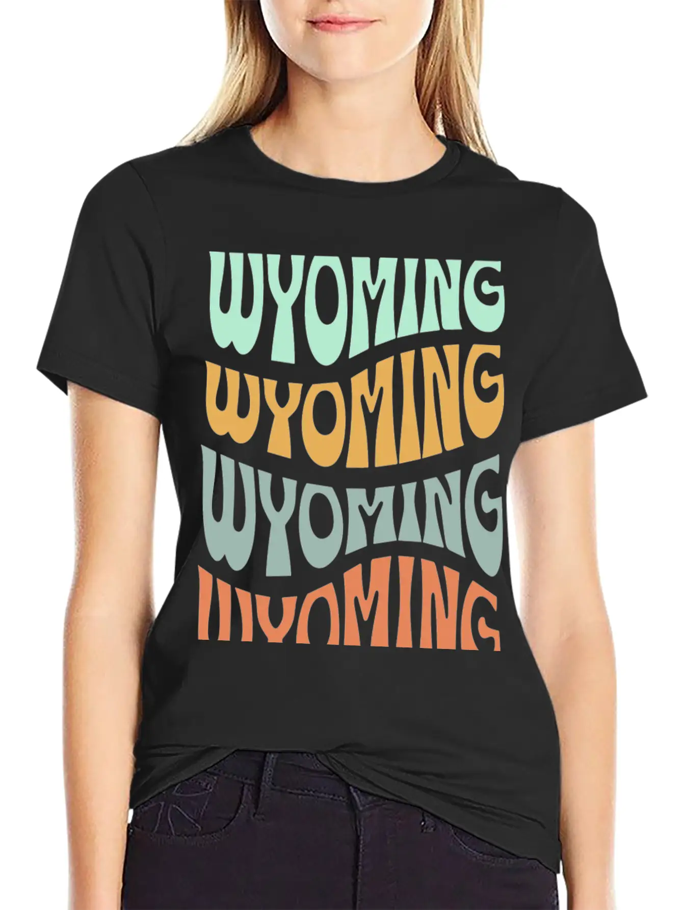 State Of Wyoming Retro Aesthetic Groovy Font Lightweight Cotton T-Shirt – Daily Comfort Graphic Shirt