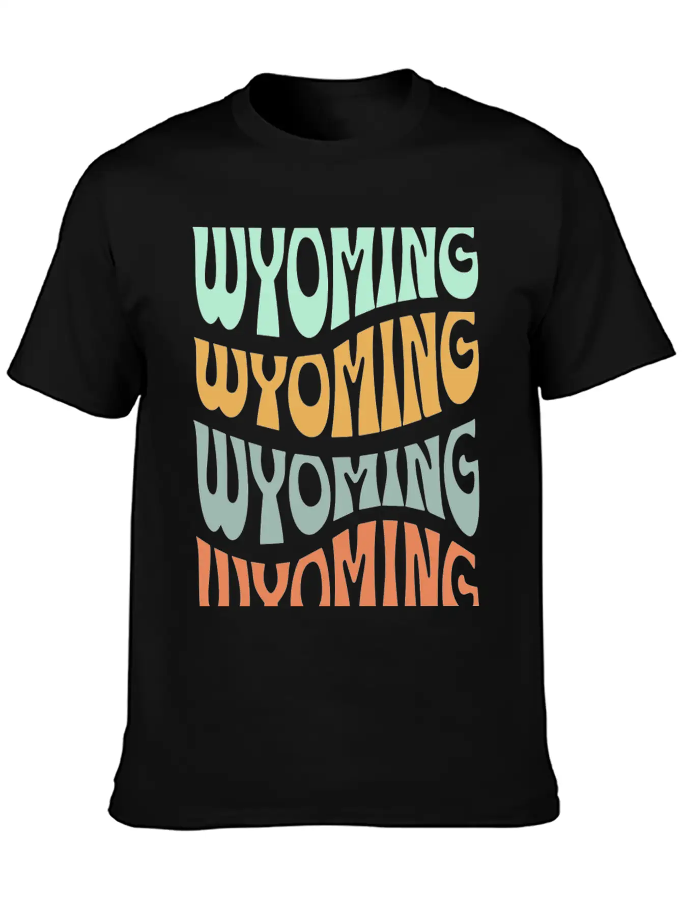 State Of Wyoming Retro Aesthetic Groovy Font Lightweight Cotton T-Shirt – Daily Comfort Graphic Shirt