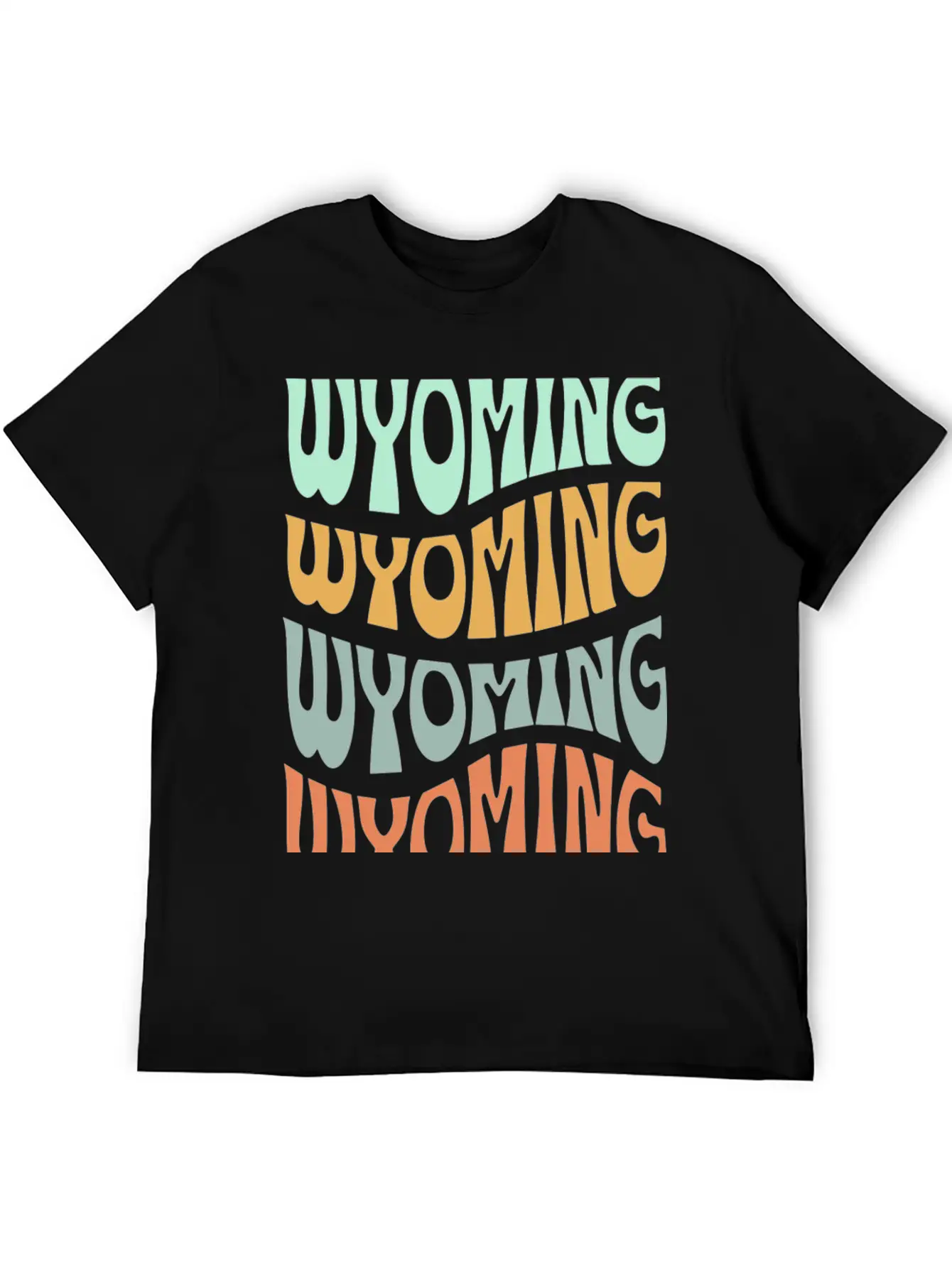 State Of Wyoming Retro Aesthetic Groovy Font Lightweight Cotton T-Shirt – Daily Comfort Graphic Shirt