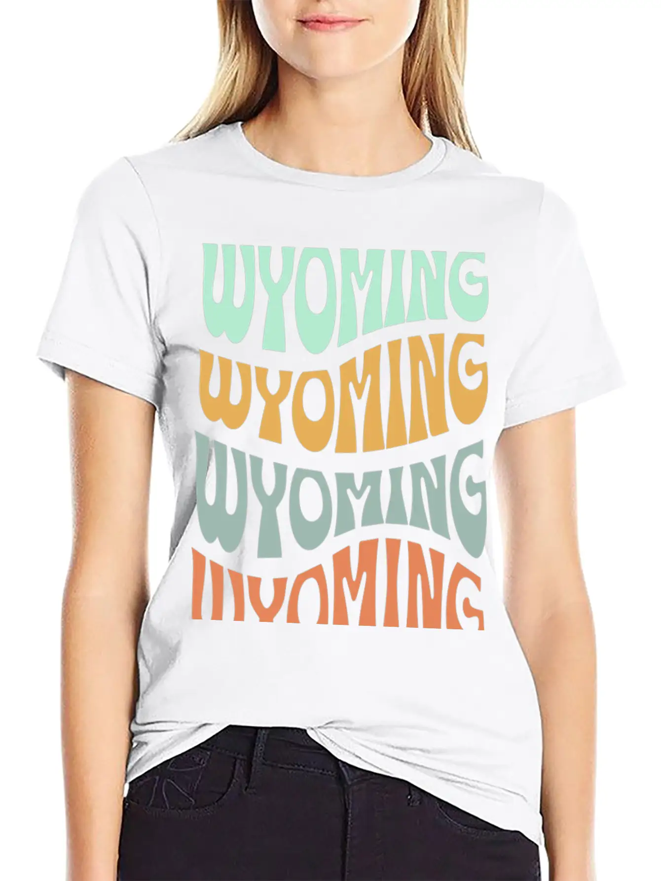 State Of Wyoming Retro Aesthetic Groovy Font Lightweight Cotton T-Shirt – Daily Comfort Graphic Shirt