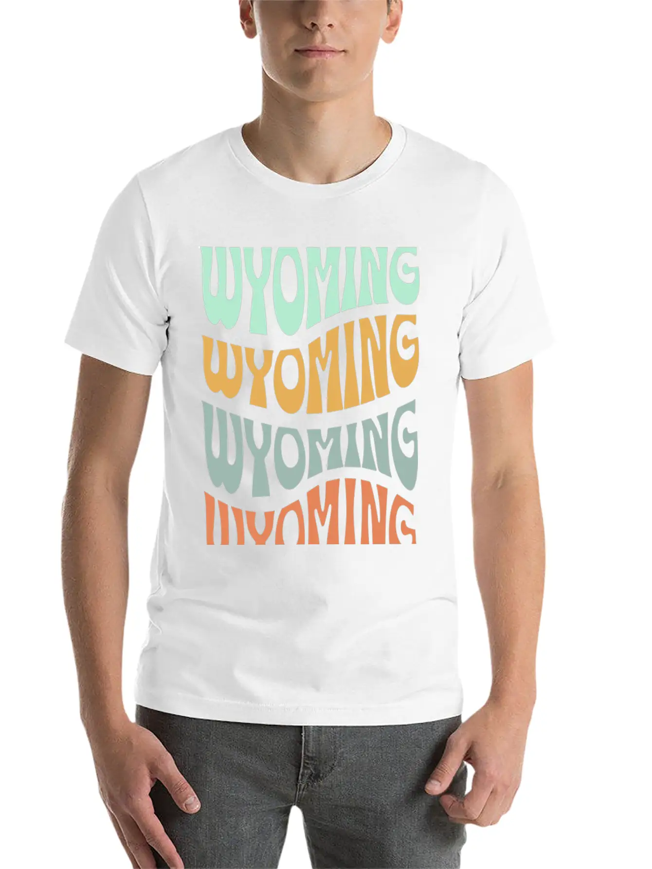 State Of Wyoming Retro Aesthetic Groovy Font Lightweight Cotton T-Shirt – Daily Comfort Graphic Shirt