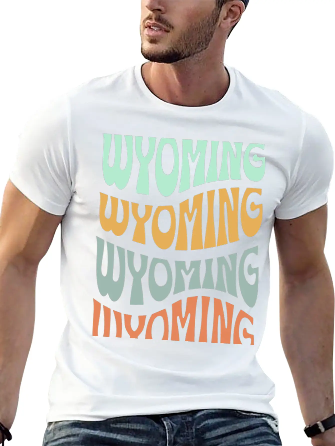 State Of Wyoming Retro Aesthetic Groovy Font Lightweight Cotton T-Shirt – Daily Comfort Graphic Shirt