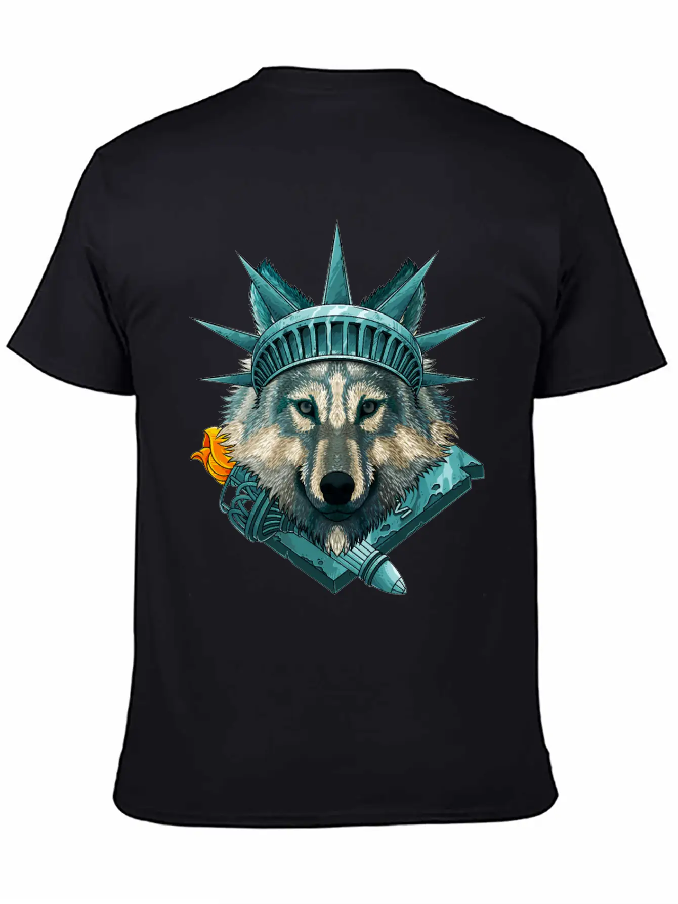 Statue Of Liberty Wolf 4th Of July Animal USA Amer Lightweight Cotton T-Shirt – Daily Comfort Graphic Shirt