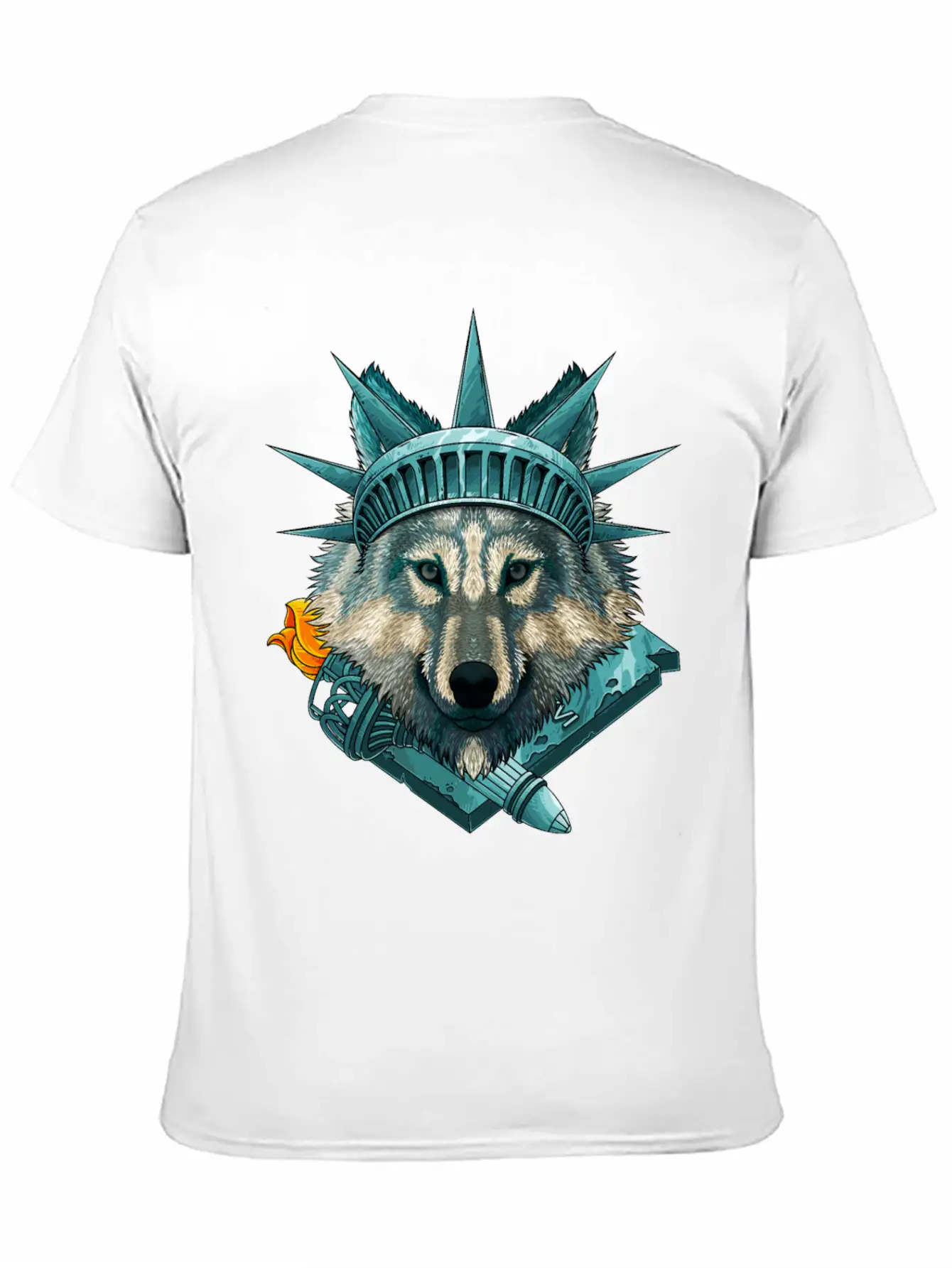 Statue Of Liberty Wolf 4th Of July Animal USA Amer Lightweight Cotton T-Shirt – Daily Comfort Graphic Shirt
