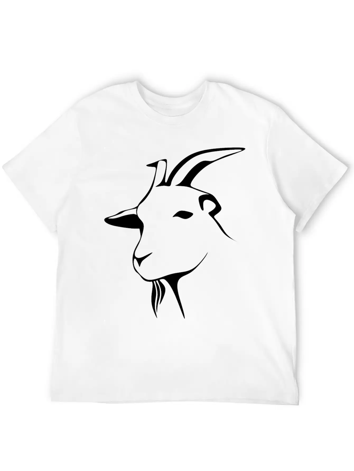 Stylized Goat Line Art Lightweight Cotton T-Shirt – Daily Comfort Graphic Shirt