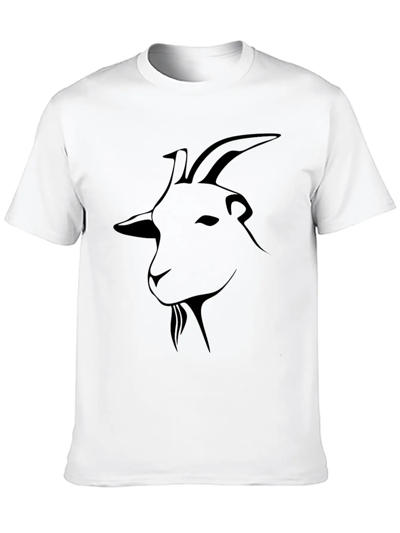 Stylized Goat Line Art Lightweight Cotton T-Shirt – Daily Comfort Graphic Shirt