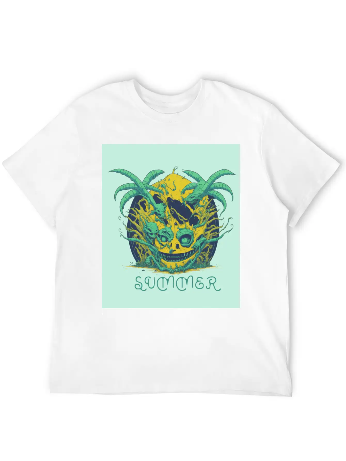 "summer" Lettering With Vintage Art Lightweight Cotton T-Shirt – Daily Comfort Graphic Shirt