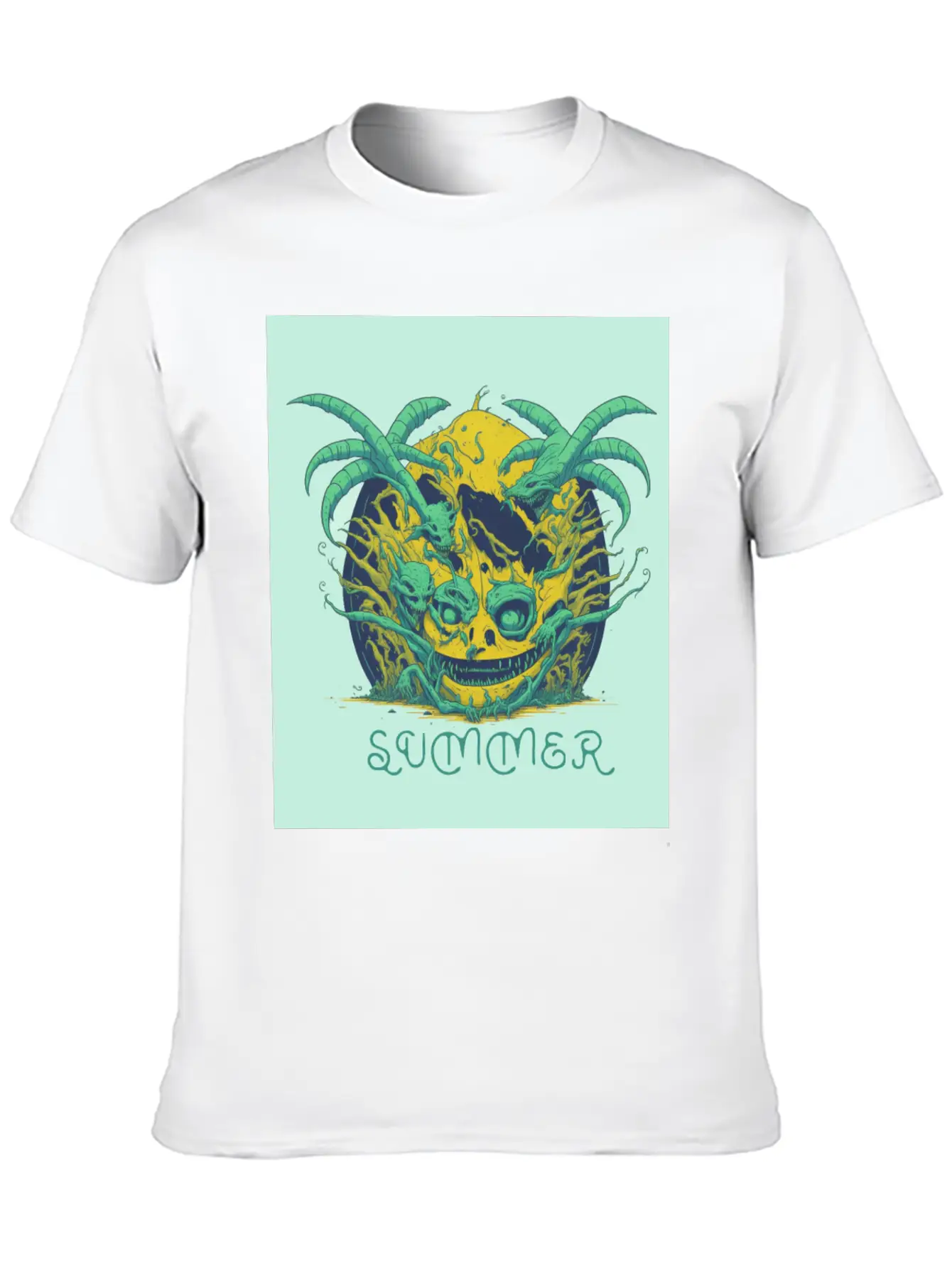 "summer" Lettering With Vintage Art Lightweight Cotton T-Shirt – Daily Comfort Graphic Shirt
