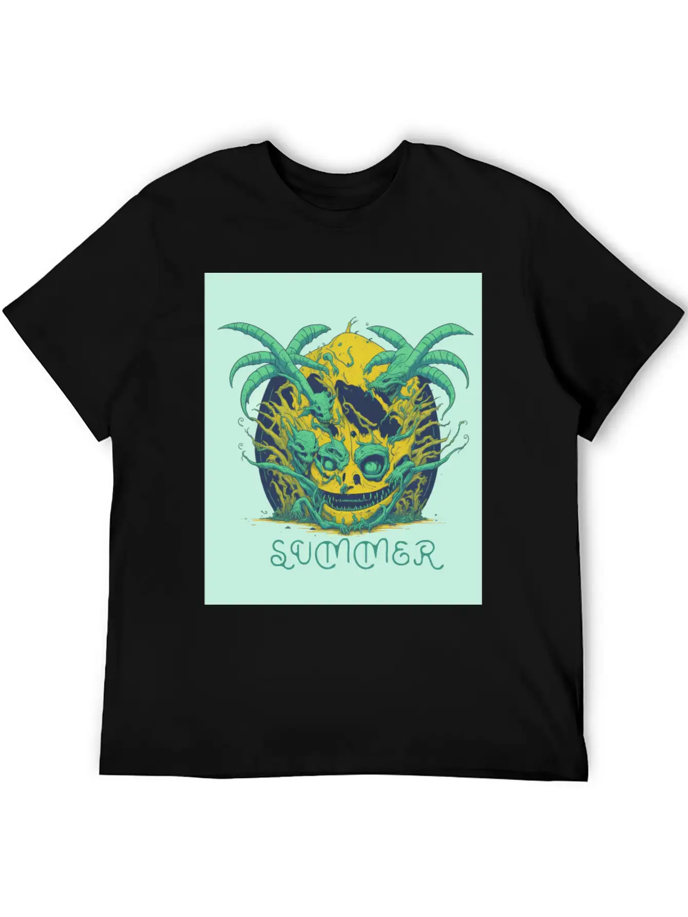 "summer" Lettering With Vintage Art Lightweight Cotton T-Shirt – Daily Comfort Graphic Shirt