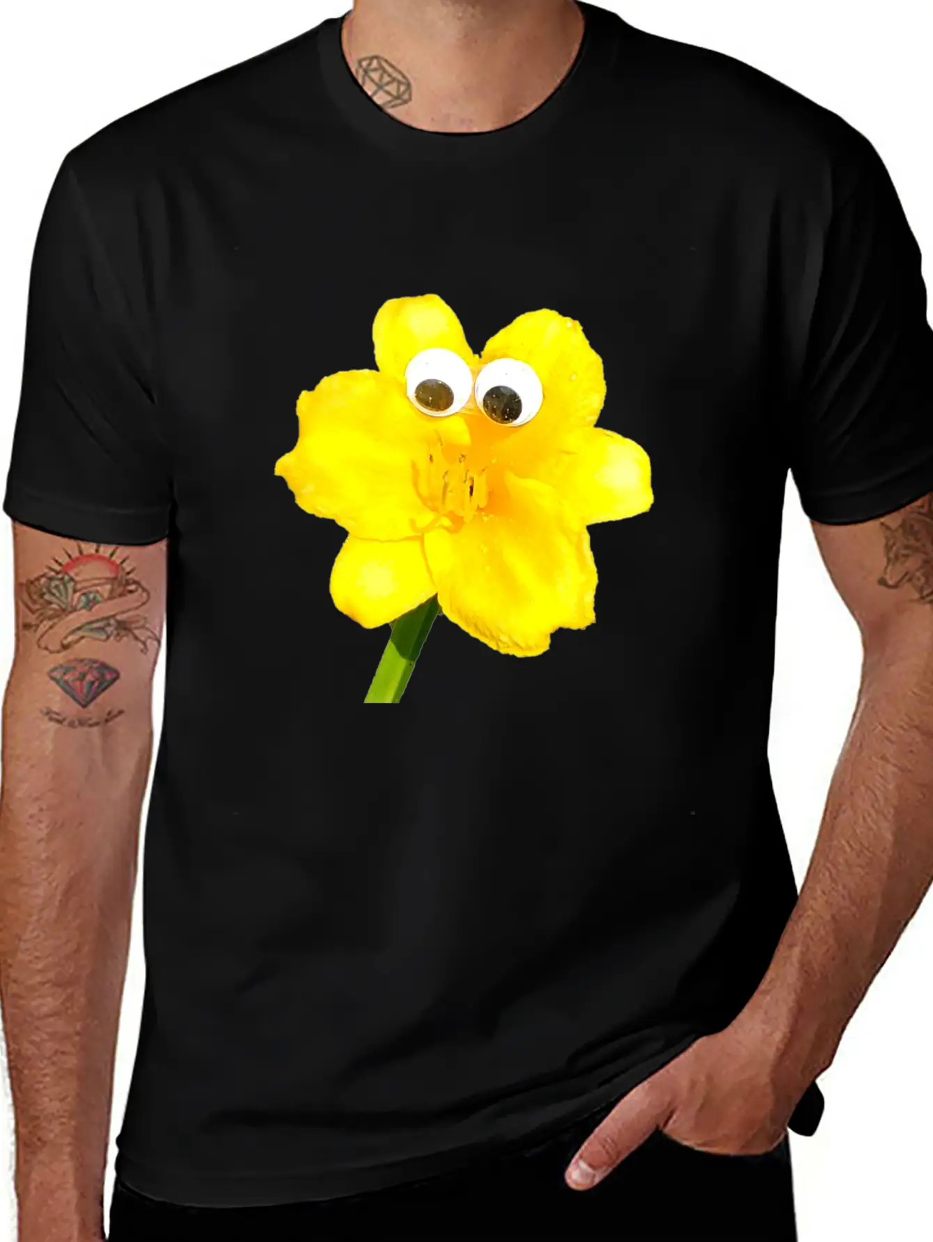 Summer The Yellow Daylily (Googly-Eyed Pals) Lightweight Cotton T-Shirt – Daily Comfort Graphic Shirt