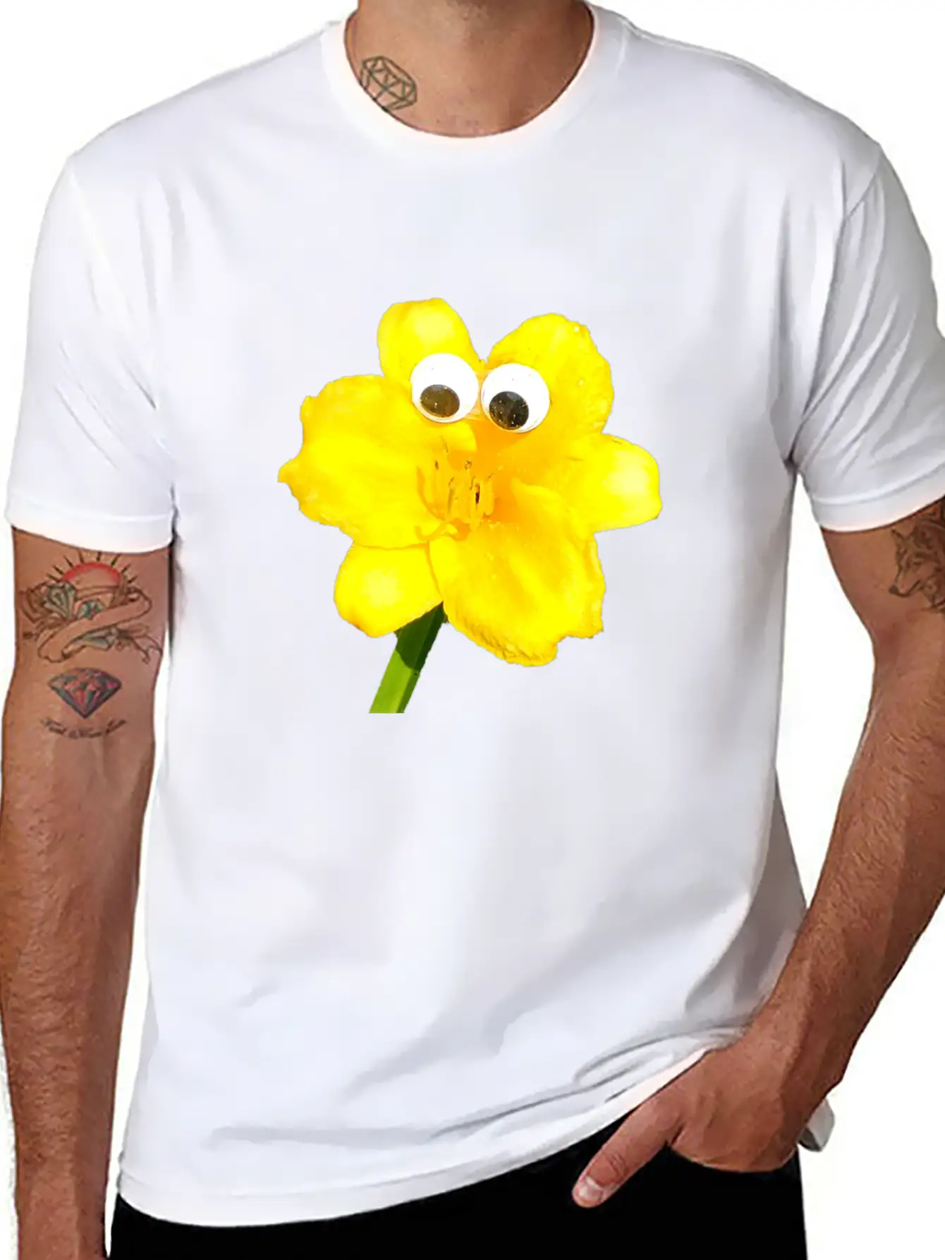 Summer The Yellow Daylily (Googly-Eyed Pals) Lightweight Cotton T-Shirt – Daily Comfort Graphic Shirt