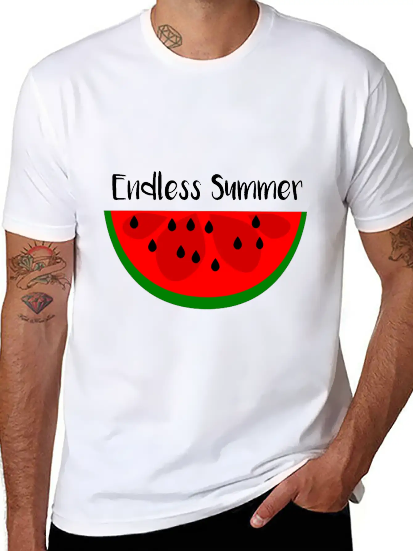 Summer Watermelon Endless Summer Lightweight Cotton T-Shirt – Daily Comfort Graphic Shirt