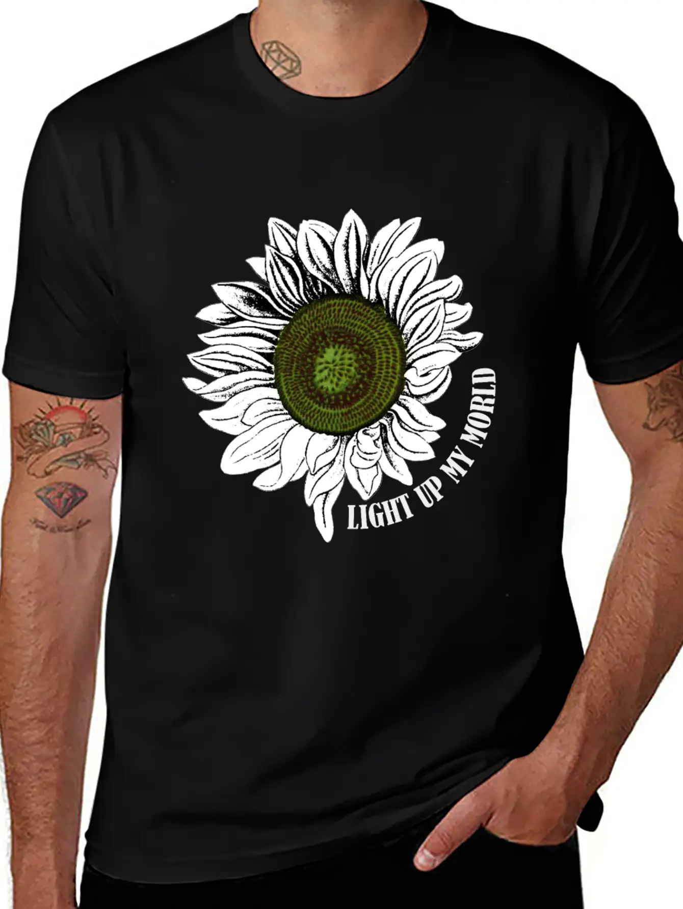 Sunflowers Light My World Art Lightweight Cotton T-Shirt – Daily Comfort Graphic Shirt
