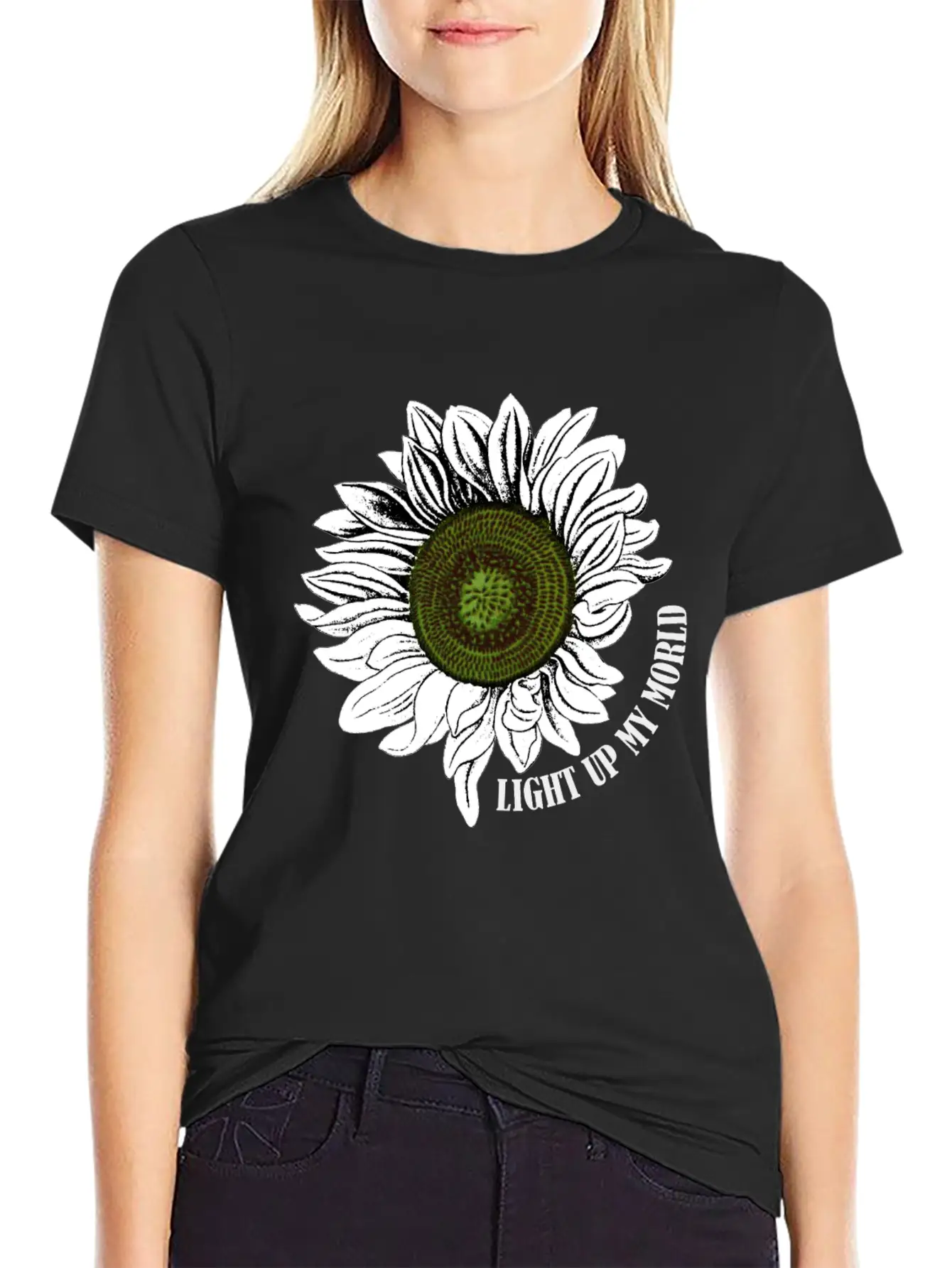 Sunflowers Light My World Art Lightweight Cotton T-Shirt – Daily Comfort Graphic Shirt