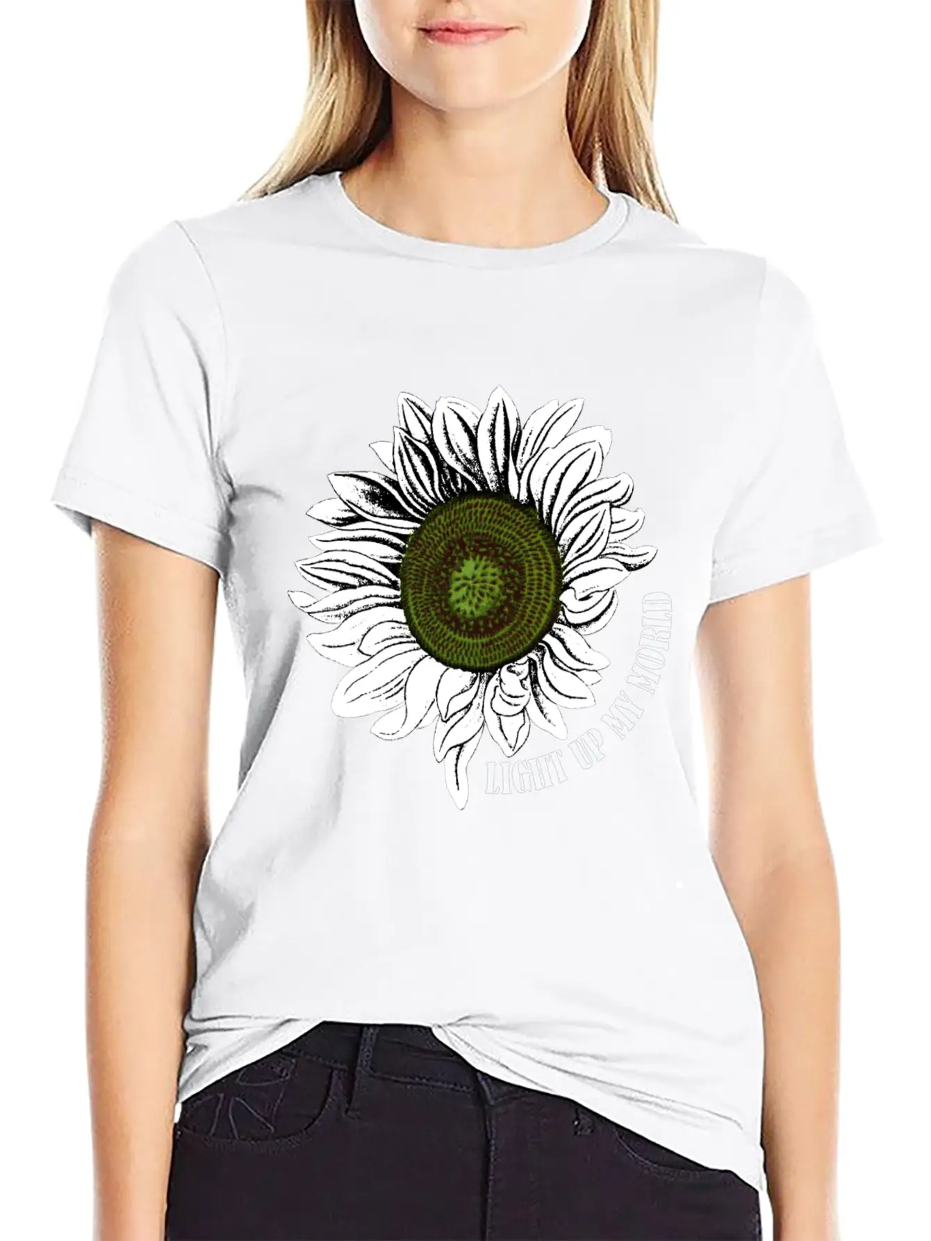 Sunflowers Light My World Art Lightweight Cotton T-Shirt – Daily Comfort Graphic Shirt