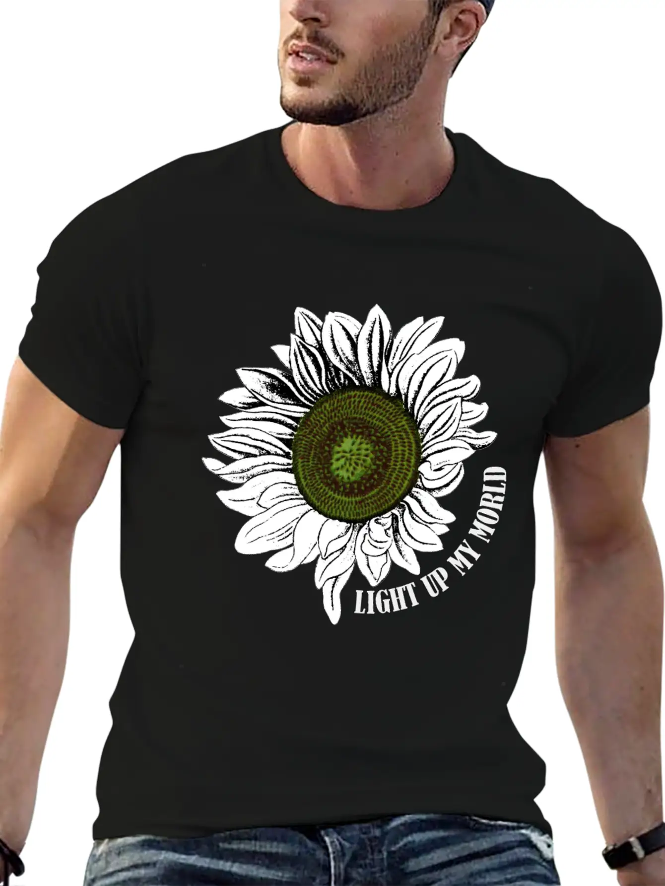 Sunflowers Light My World Art Lightweight Cotton T-Shirt – Daily Comfort Graphic Shirt