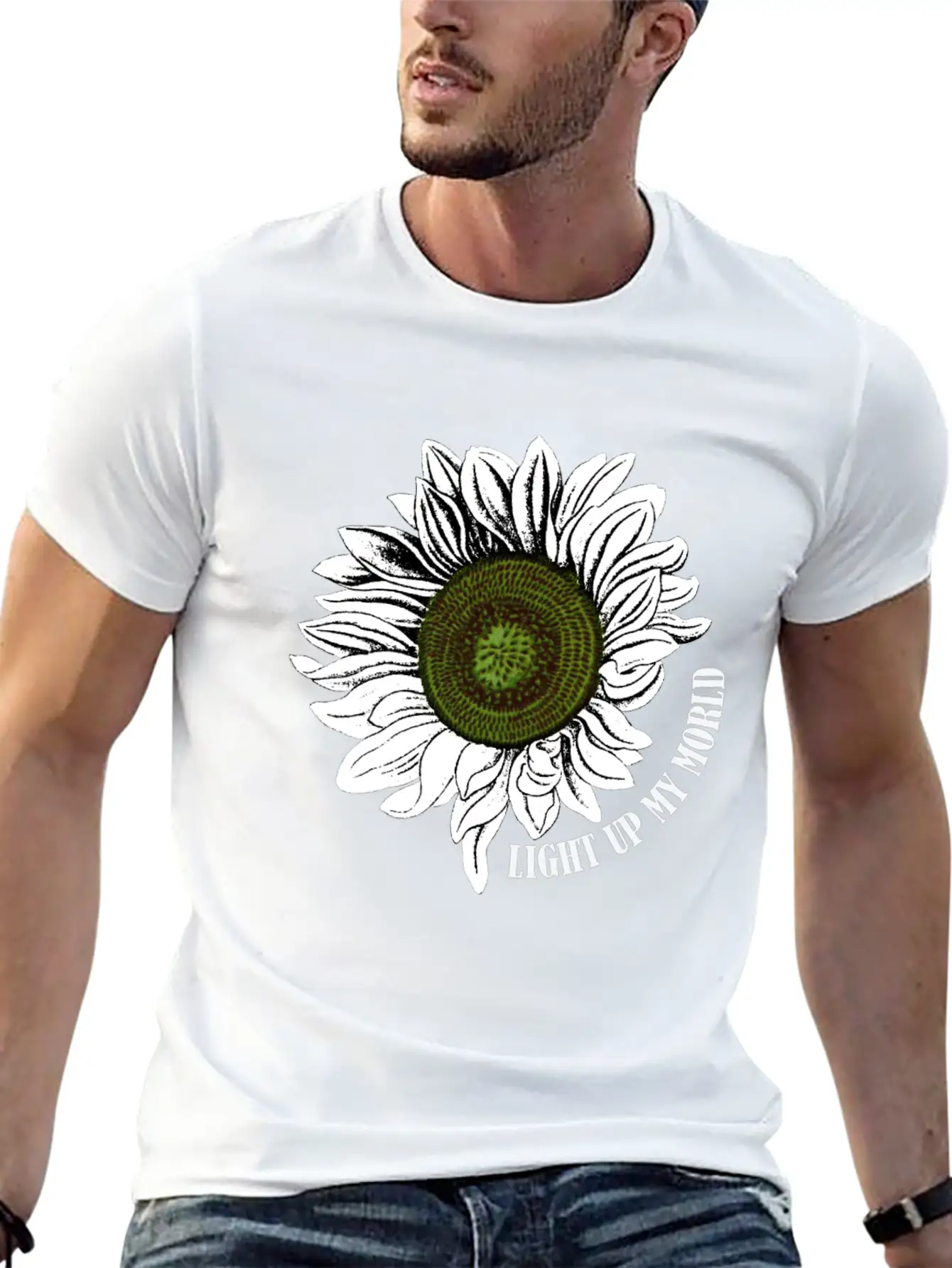 Sunflowers Light My World Art Lightweight Cotton T-Shirt – Daily Comfort Graphic Shirt