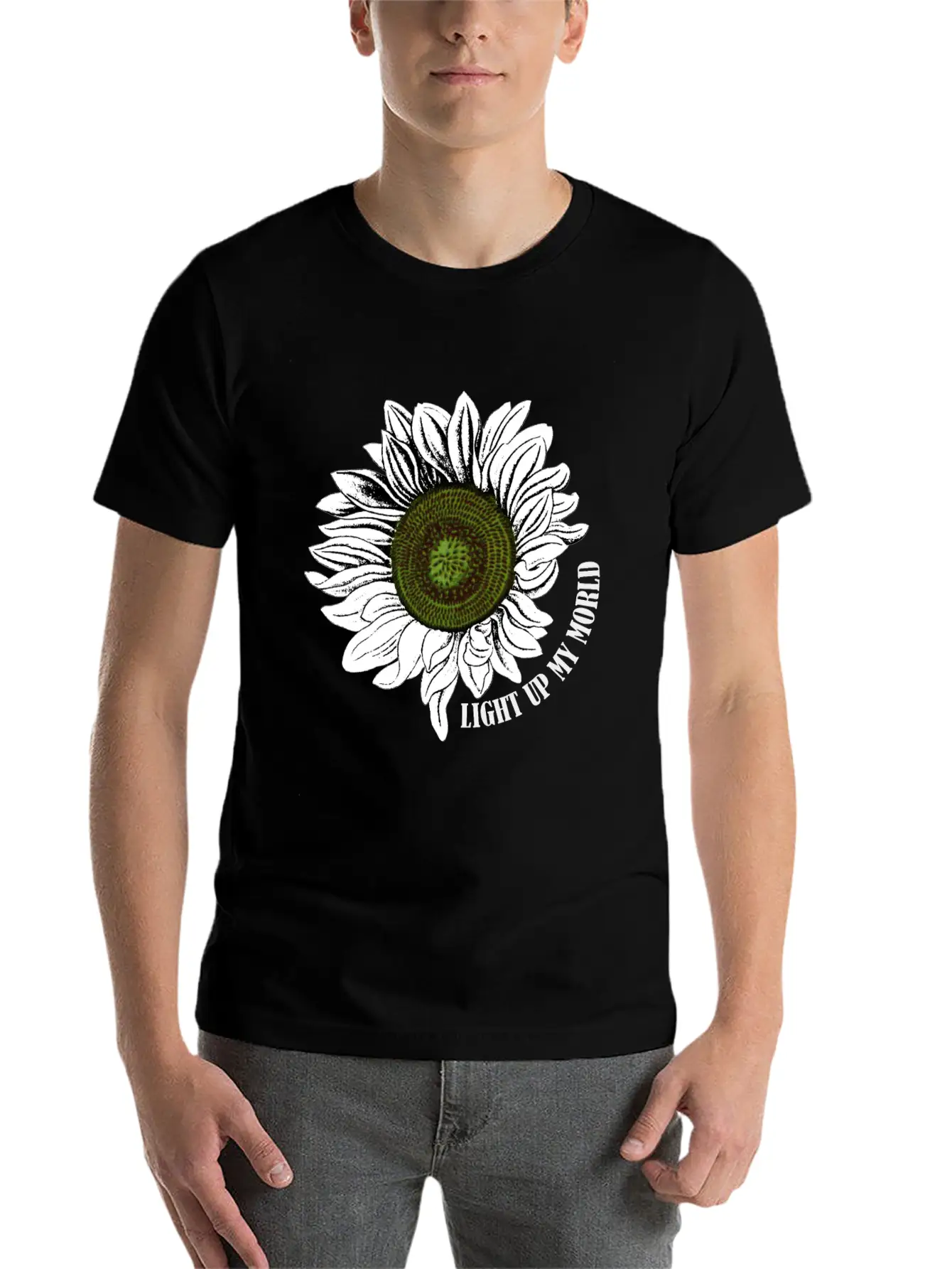 Sunflowers Light My World Art Lightweight Cotton T-Shirt – Daily Comfort Graphic Shirt
