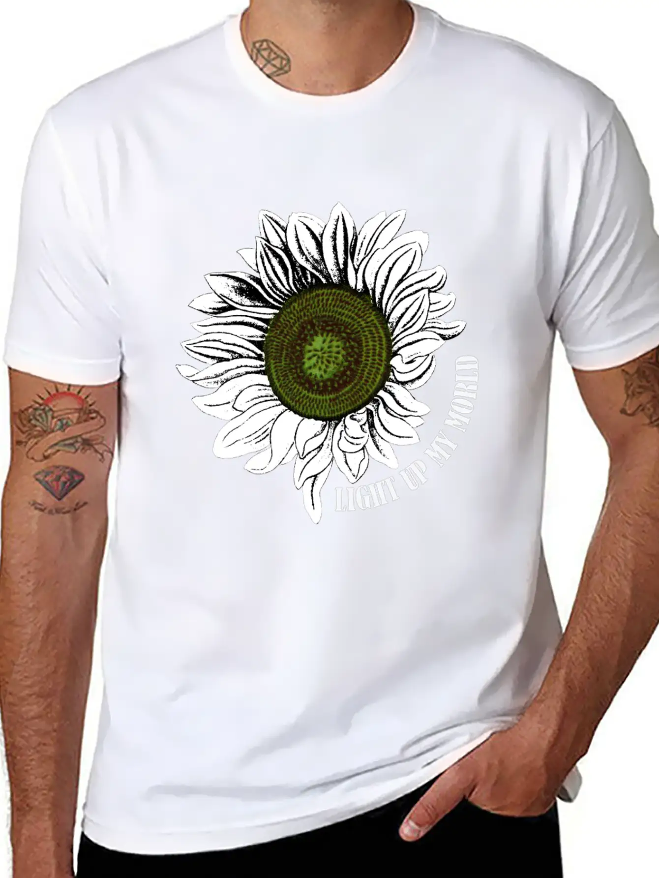 Sunflowers Light My World Art Lightweight Cotton T-Shirt – Daily Comfort Graphic Shirt