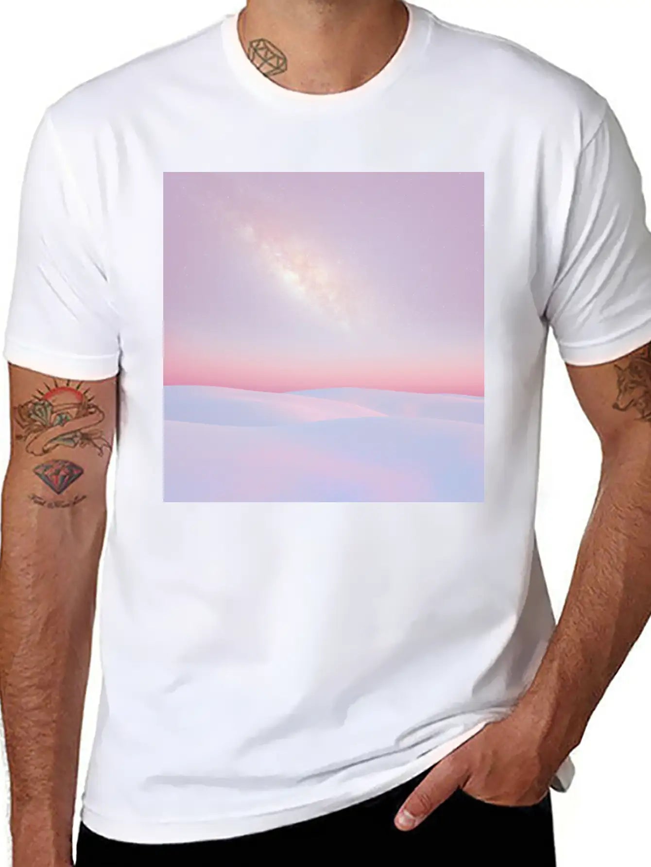 Sunset And Snow Lightweight Cotton T-Shirt – Daily Comfort Graphic Shirt