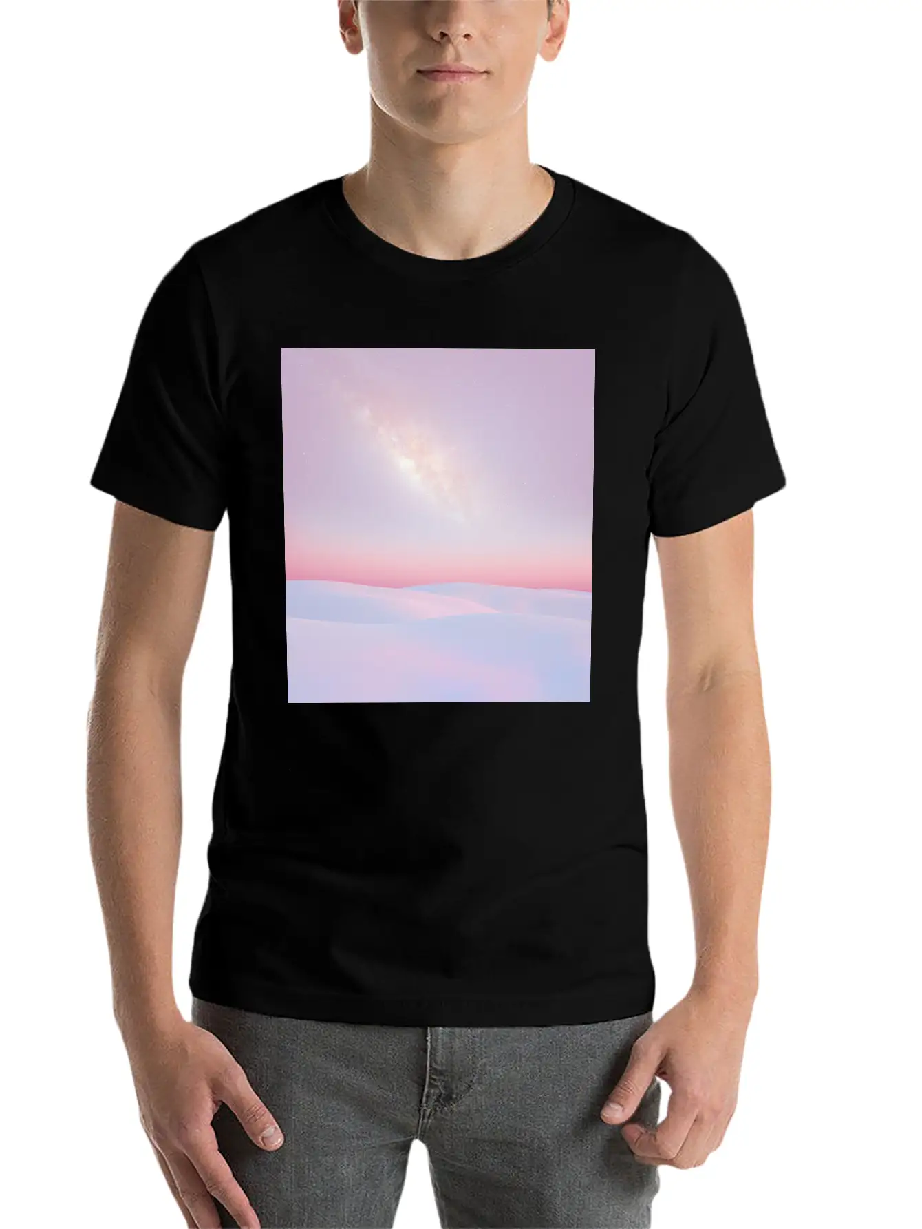 Sunset And Snow Lightweight Cotton T-Shirt – Daily Comfort Graphic Shirt