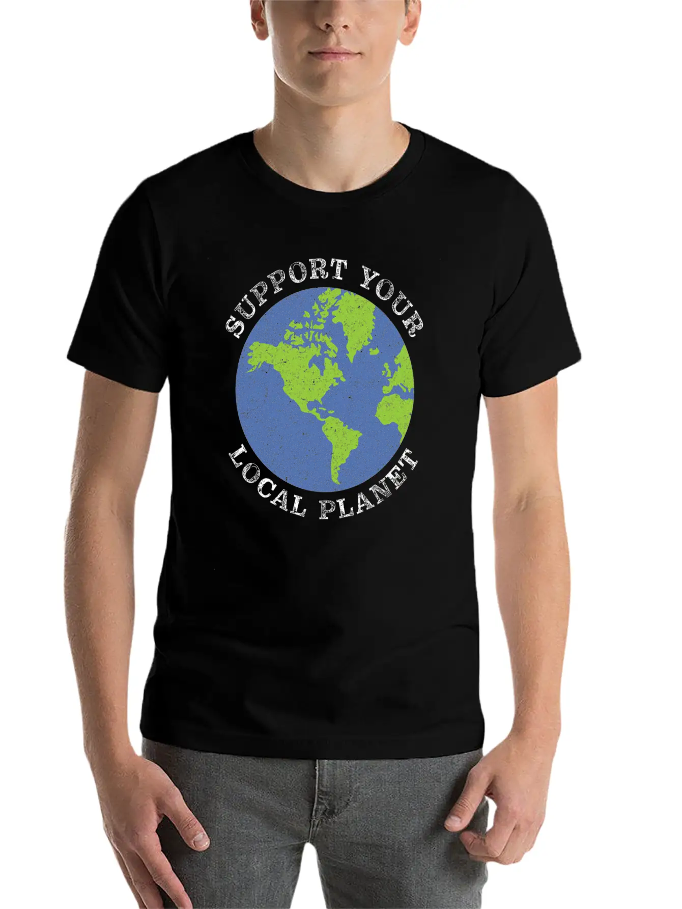 Support Your Local Planet Climate Change Lightweight Cotton T-Shirt – Daily Comfort Graphic Shirt