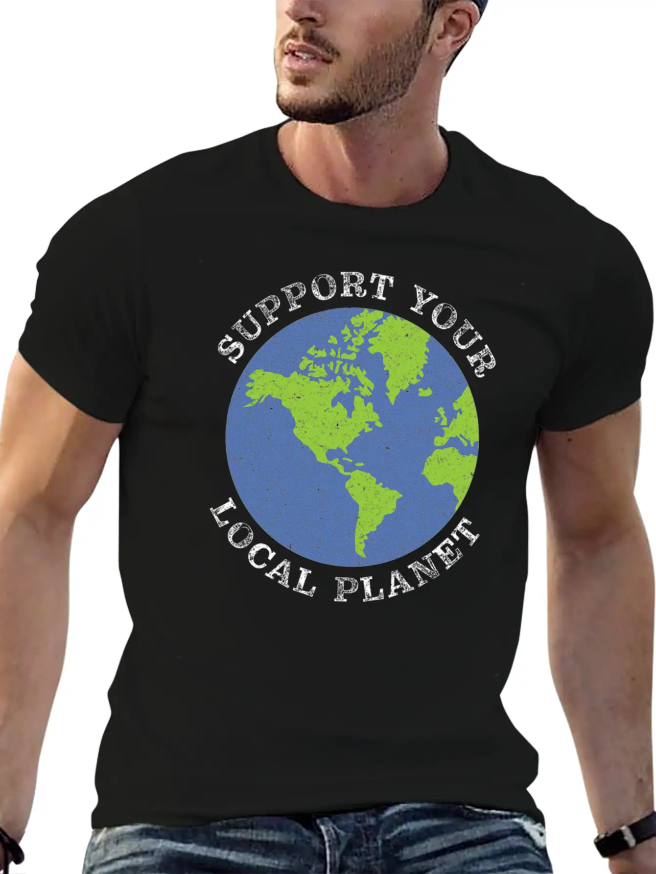 Support Your Local Planet Climate Change Lightweight Cotton T-Shirt – Daily Comfort Graphic Shirt