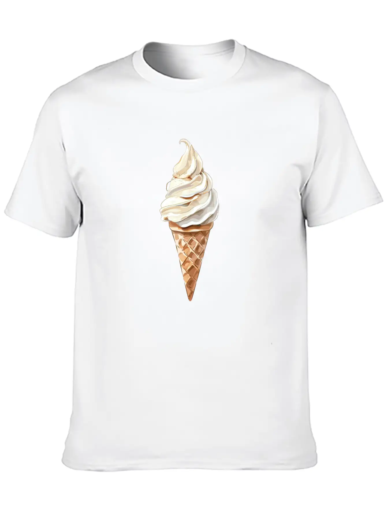 Swirled Vanilla Ice Cream Cone Delight Lightweight Cotton T-Shirt – Daily Comfort Graphic Shirt