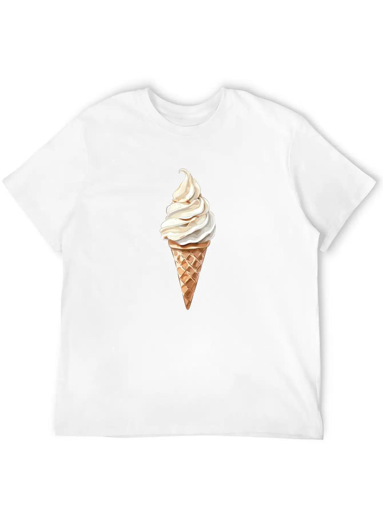 Swirled Vanilla Ice Cream Cone Delight Lightweight Cotton T-Shirt – Daily Comfort Graphic Shirt