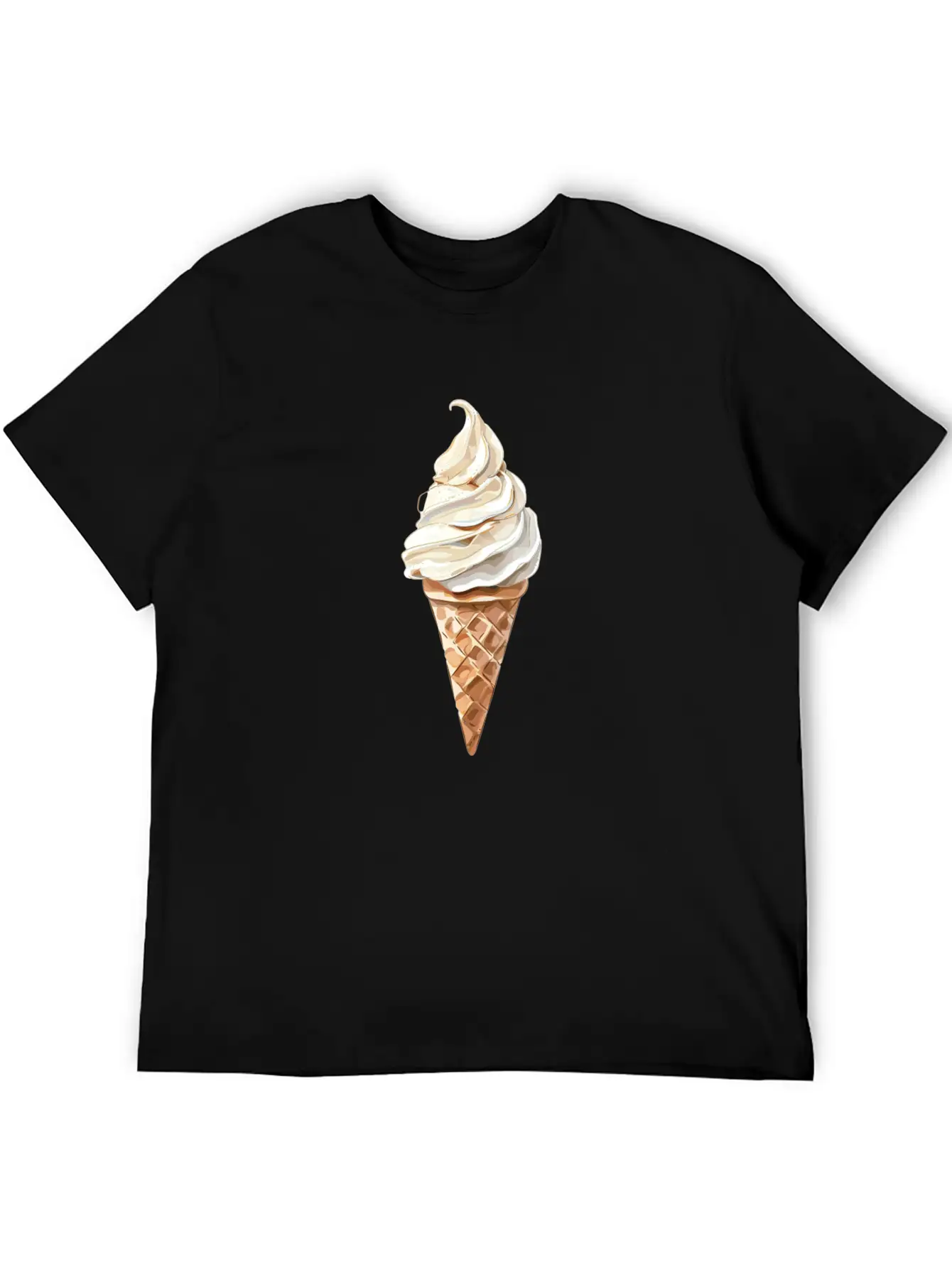 Swirled Vanilla Ice Cream Cone Delight Lightweight Cotton T-Shirt – Daily Comfort Graphic Shirt