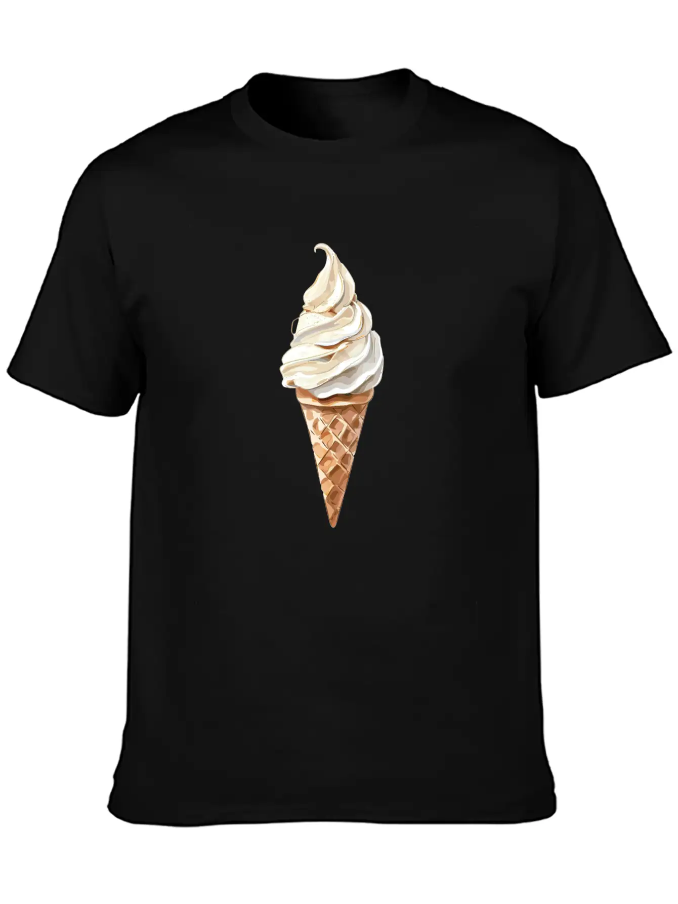 Swirled Vanilla Ice Cream Cone Delight Lightweight Cotton T-Shirt – Daily Comfort Graphic Shirt