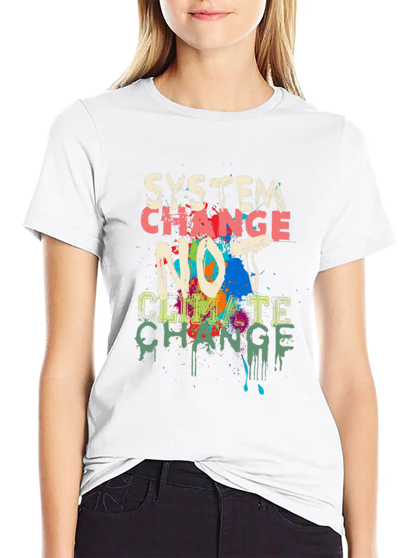 System Change - Not Climate Change Lightweight Cotton T-Shirt – Daily Comfort Graphic Shirt