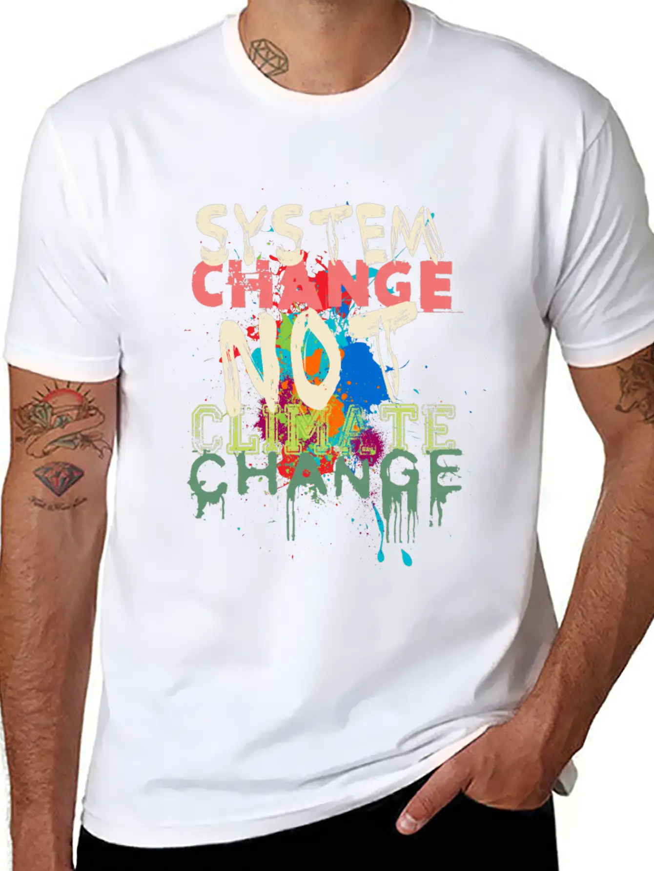 System Change - Not Climate Change Lightweight Cotton T-Shirt – Daily Comfort Graphic Shirt