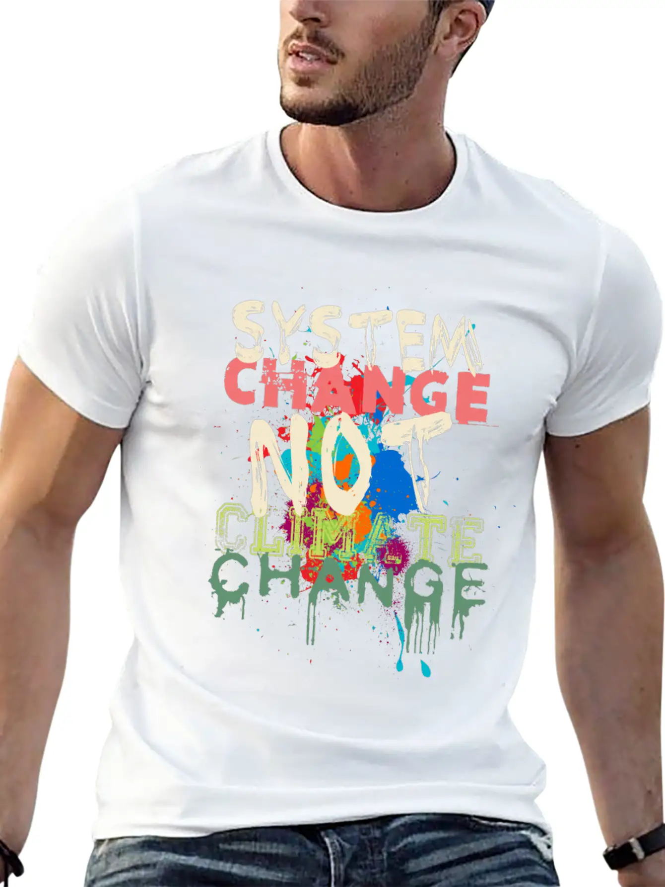 System Change - Not Climate Change Lightweight Cotton T-Shirt – Daily Comfort Graphic Shirt
