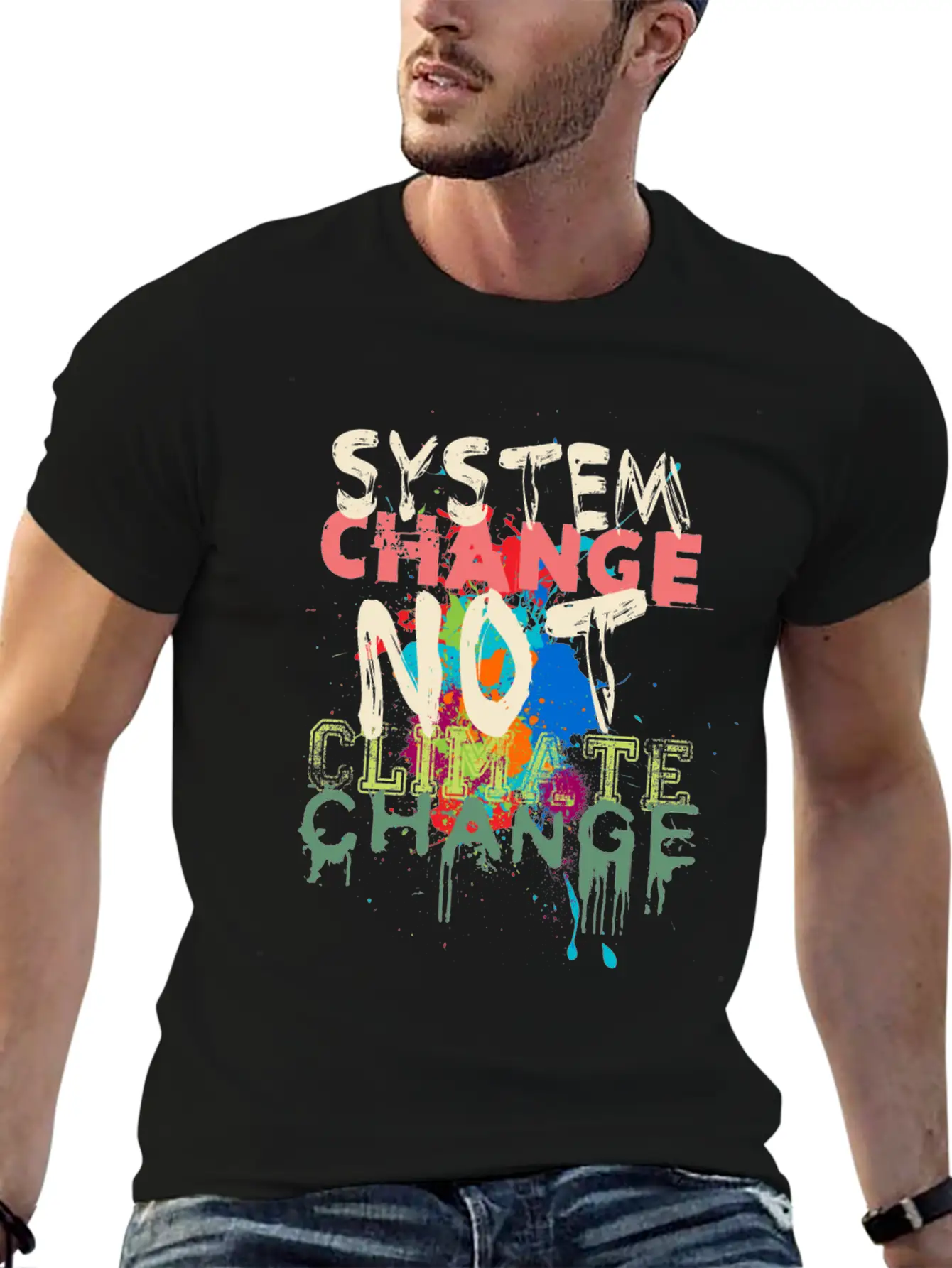 System Change - Not Climate Change Lightweight Cotton T-Shirt – Daily Comfort Graphic Shirt