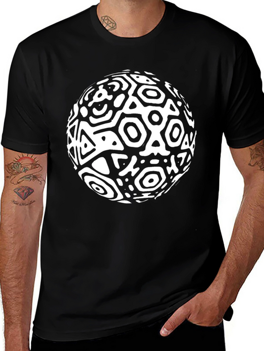 Abstract Geometric Sphere Black T-Shirt