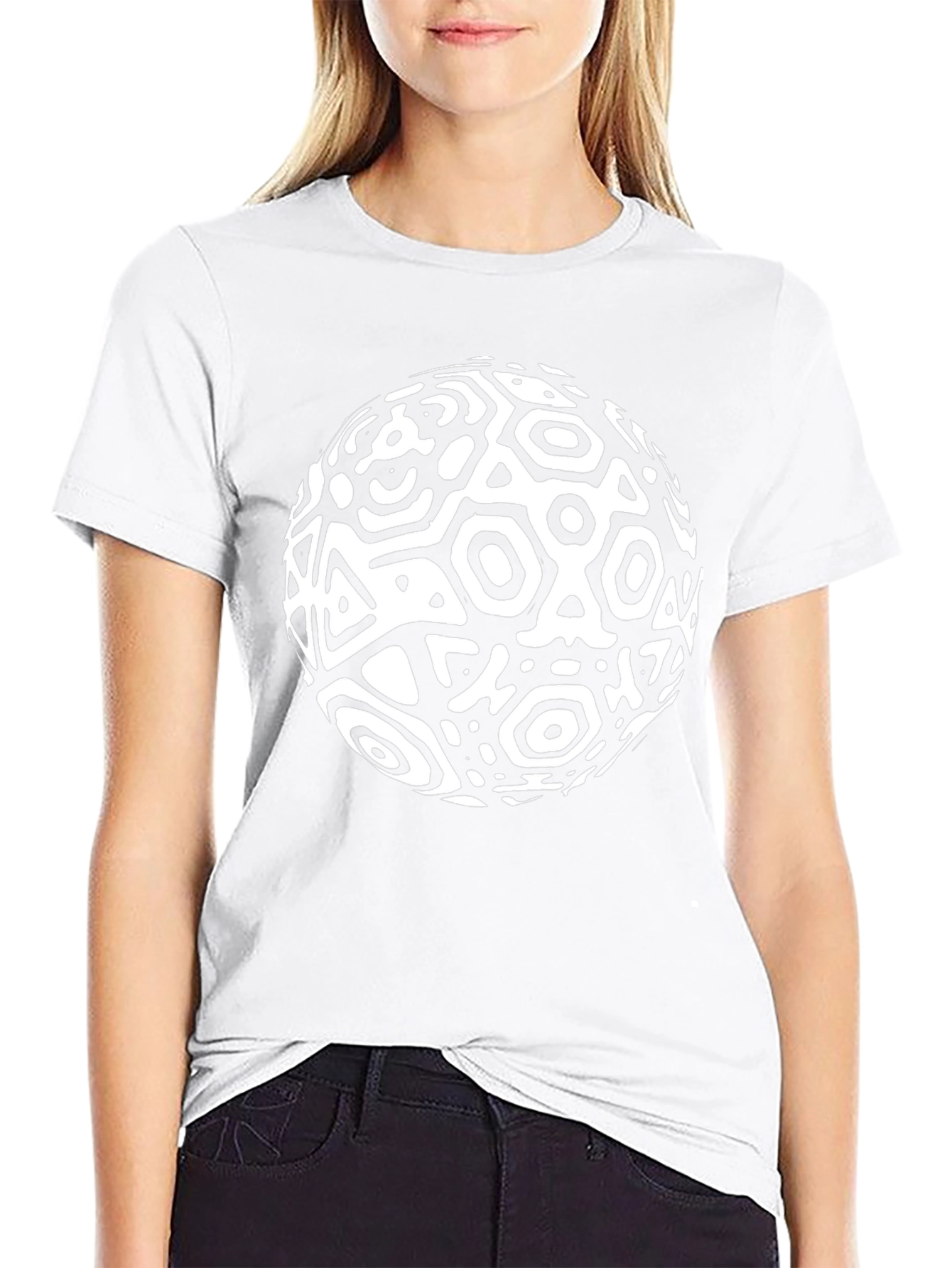 Abstract Geometric Sphere Black T-Shirt