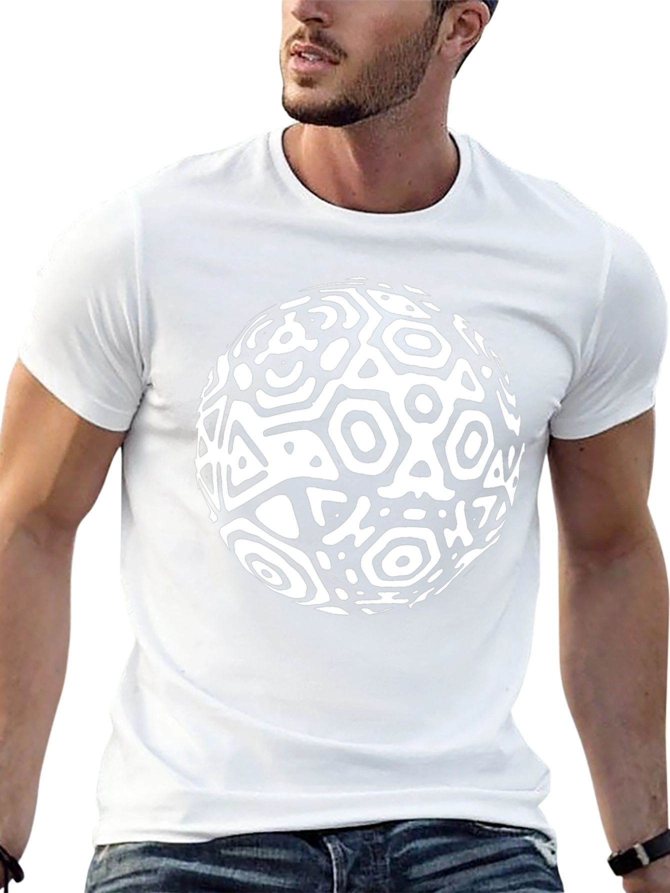 Abstract Geometric Sphere Black T-Shirt