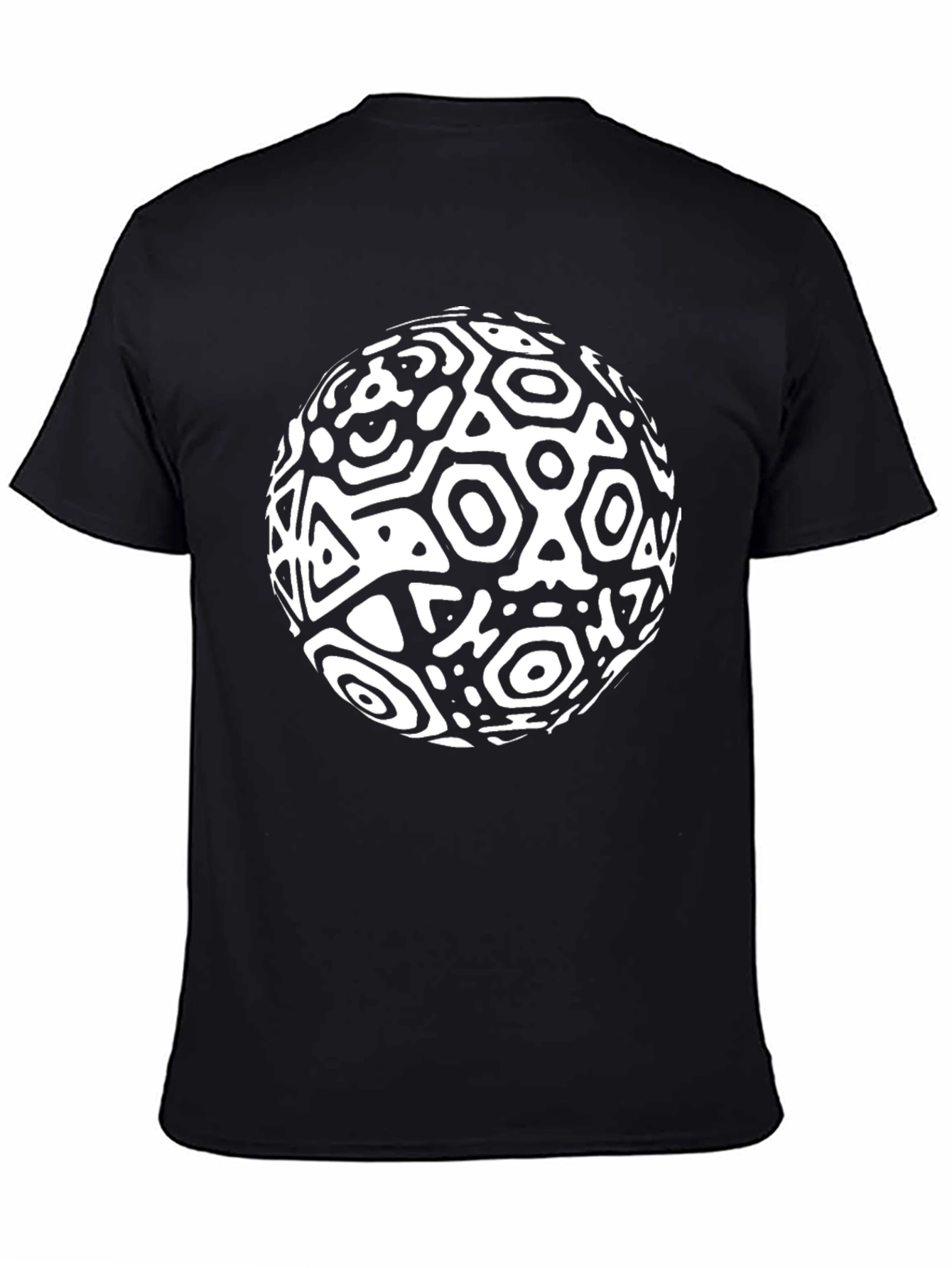 Abstract Geometric Sphere Black T-Shirt