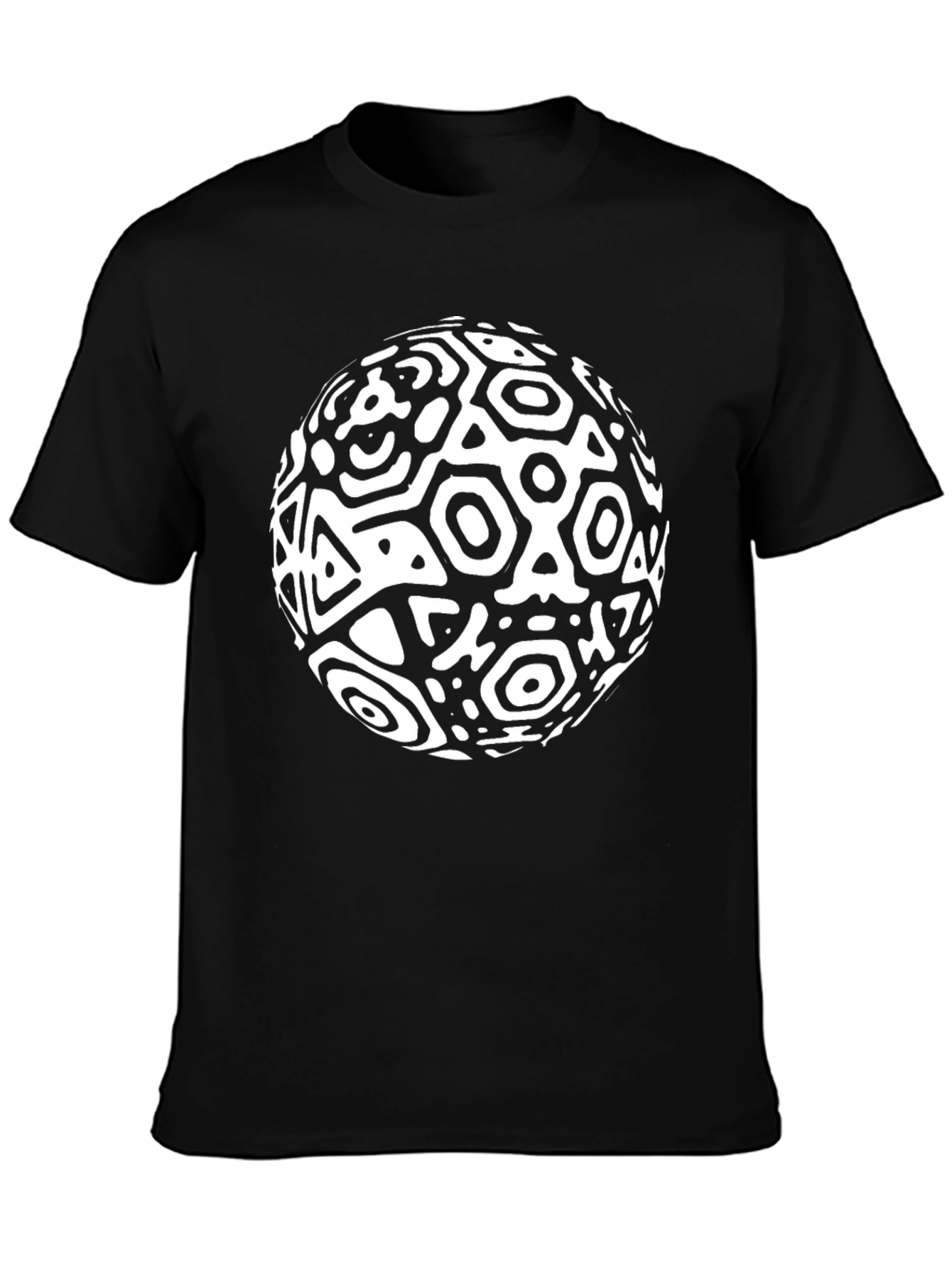 Abstract Geometric Sphere Black T-Shirt