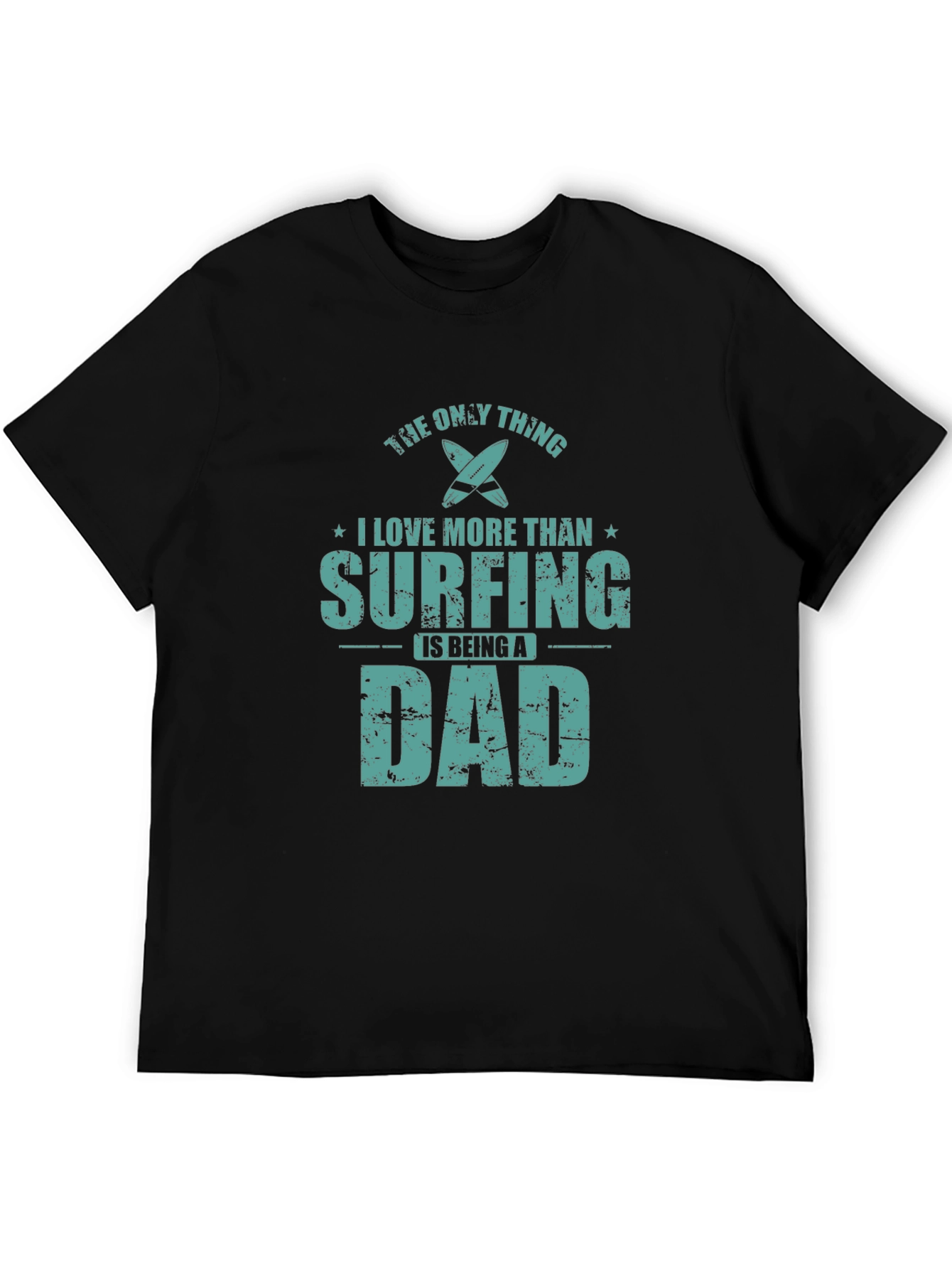 Surfing Dad Graphic Tee - Black Cotton T-Shirt