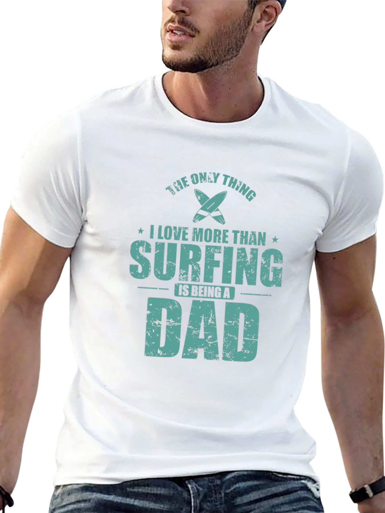 Surfing Dad Graphic Tee - Black Cotton T-Shirt