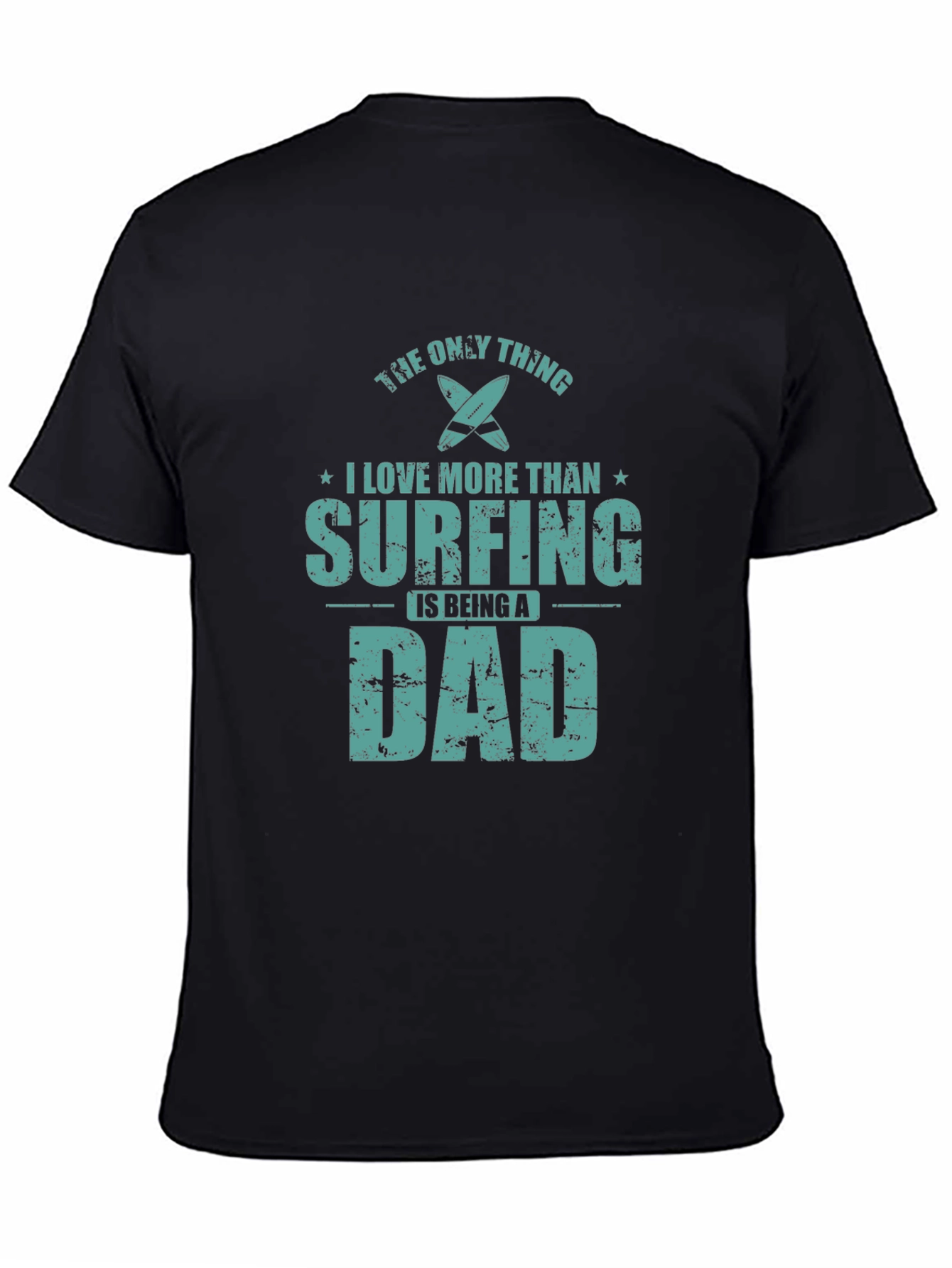Surfing Dad Graphic Tee - Black Cotton T-Shirt