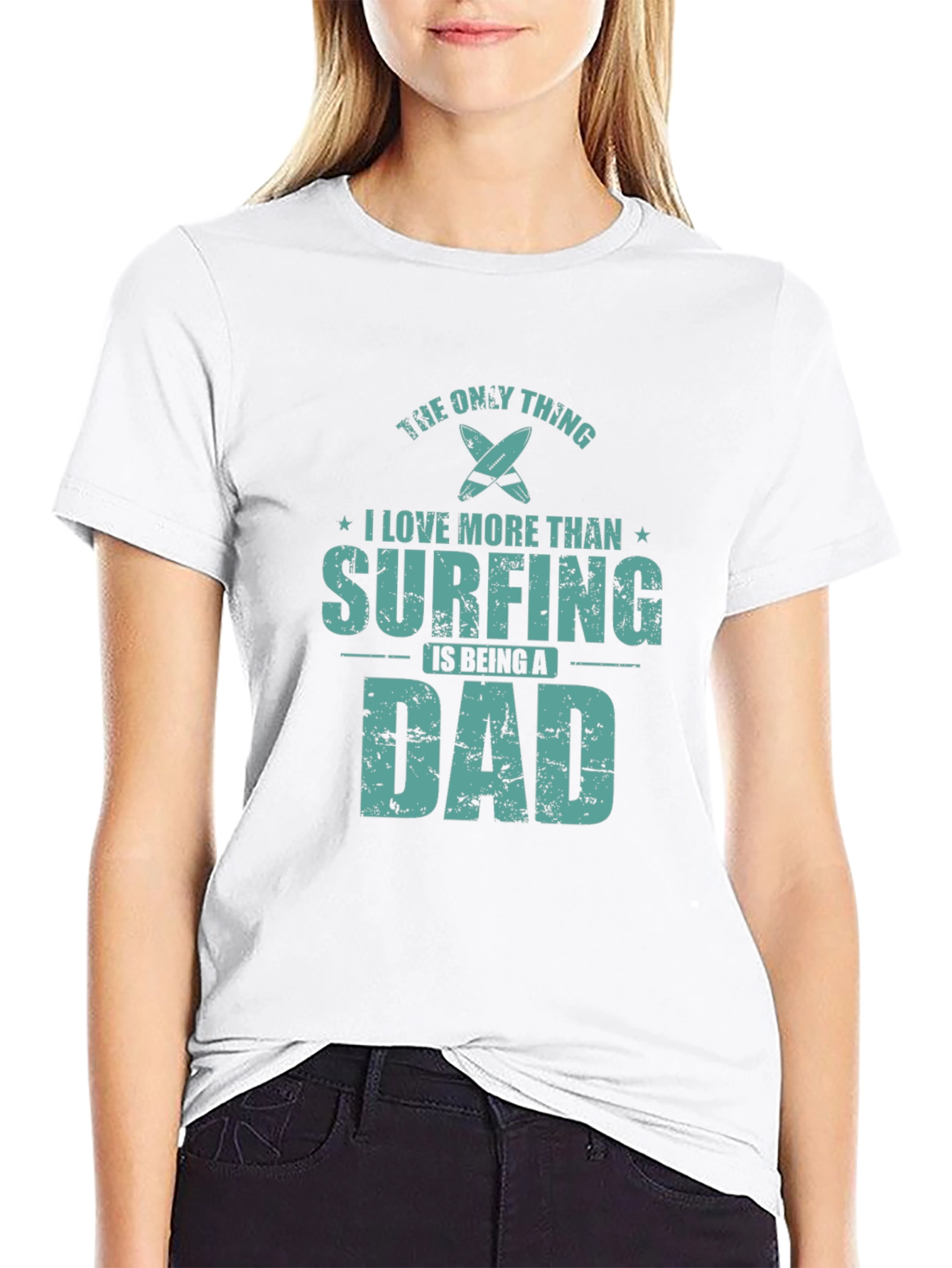 Surfing Dad Graphic Tee - Black Cotton T-Shirt