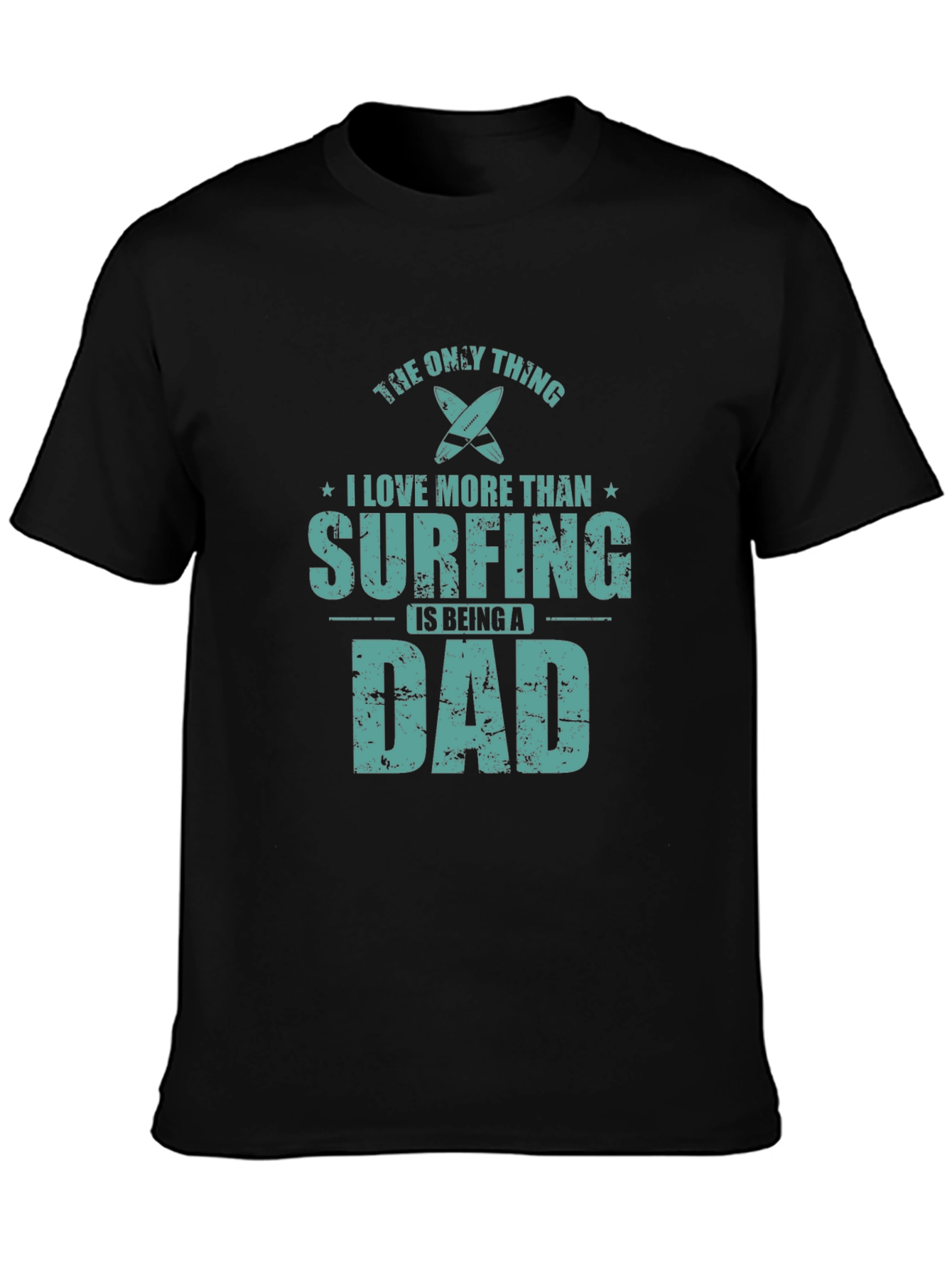Surfing Dad Graphic Tee - Black Cotton T-Shirt