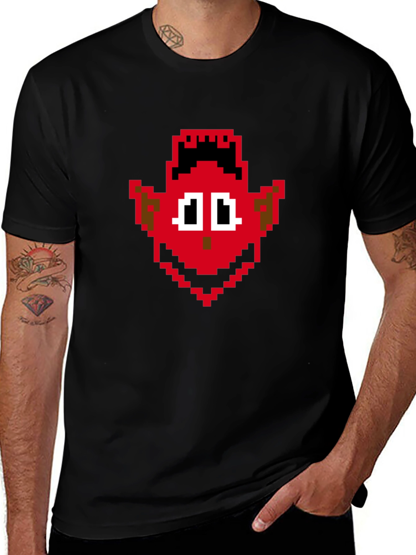 Retro Pixel Devil Graphic Tee - Soft Cotton Shirt
