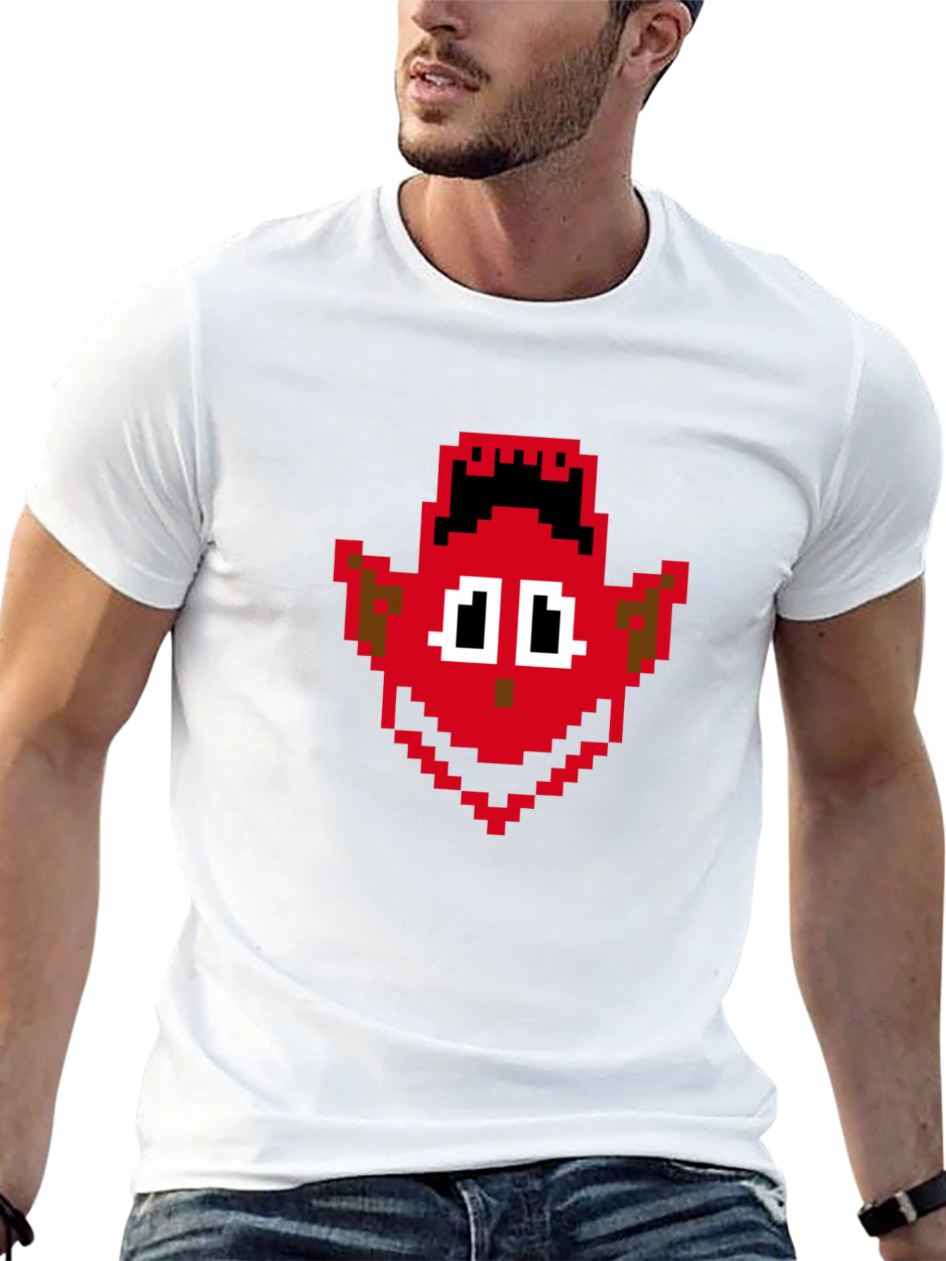 Retro Pixel Devil Graphic Tee - Soft Cotton Shirt