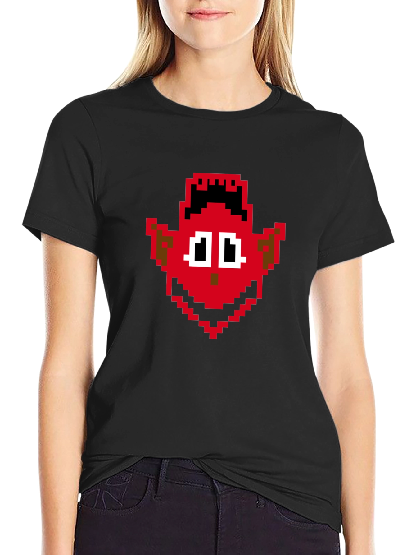 Retro Pixel Devil Graphic Tee - Soft Cotton Shirt