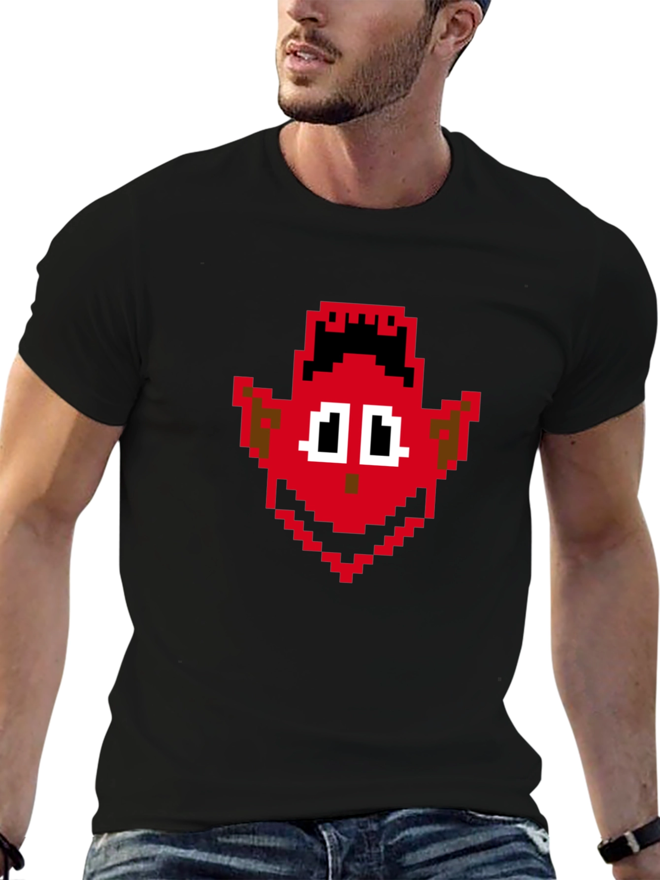 Retro Pixel Devil Graphic Tee - Soft Cotton Shirt