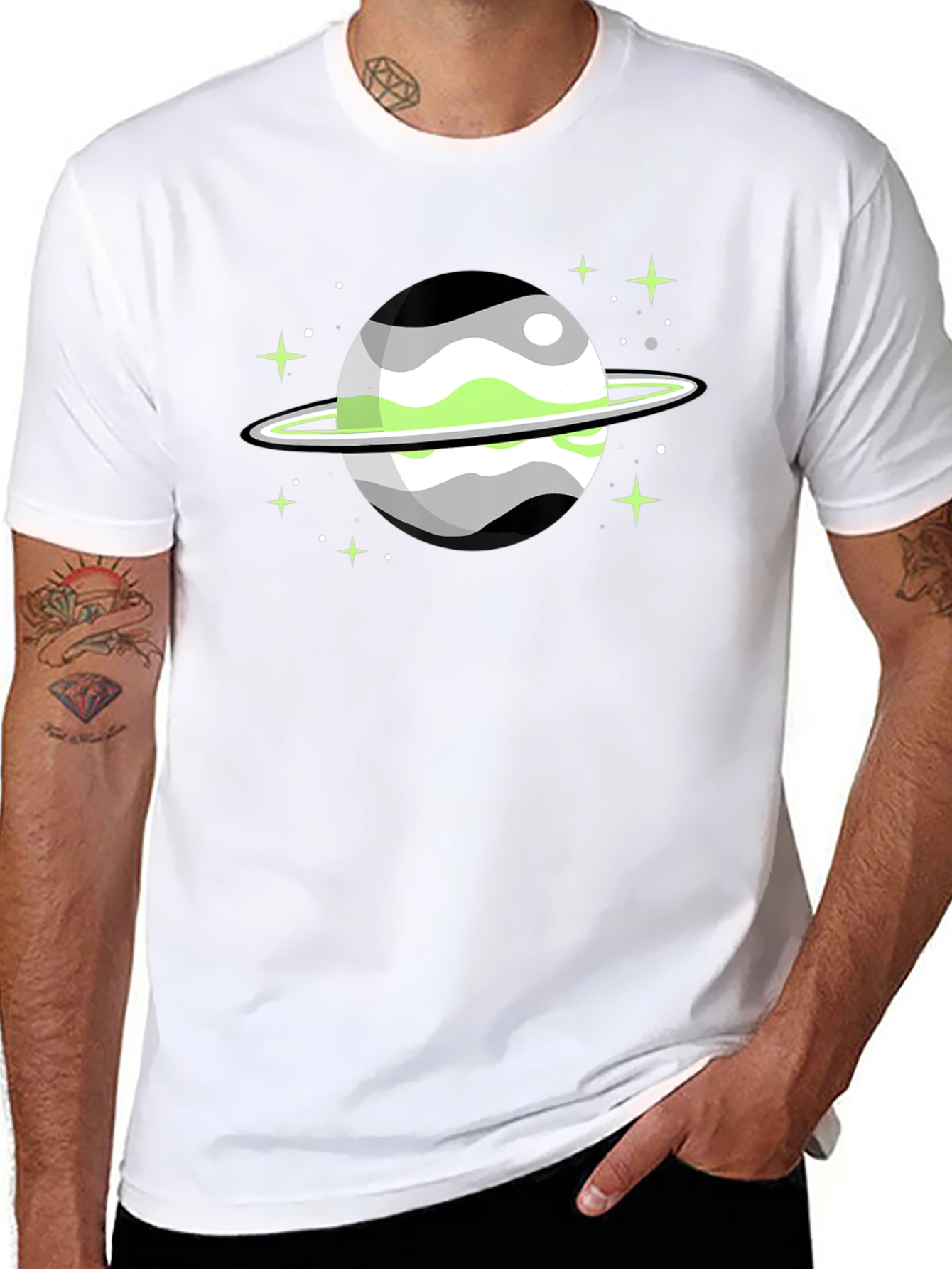 Aromantic Pride Planet Graphic T-Shirt